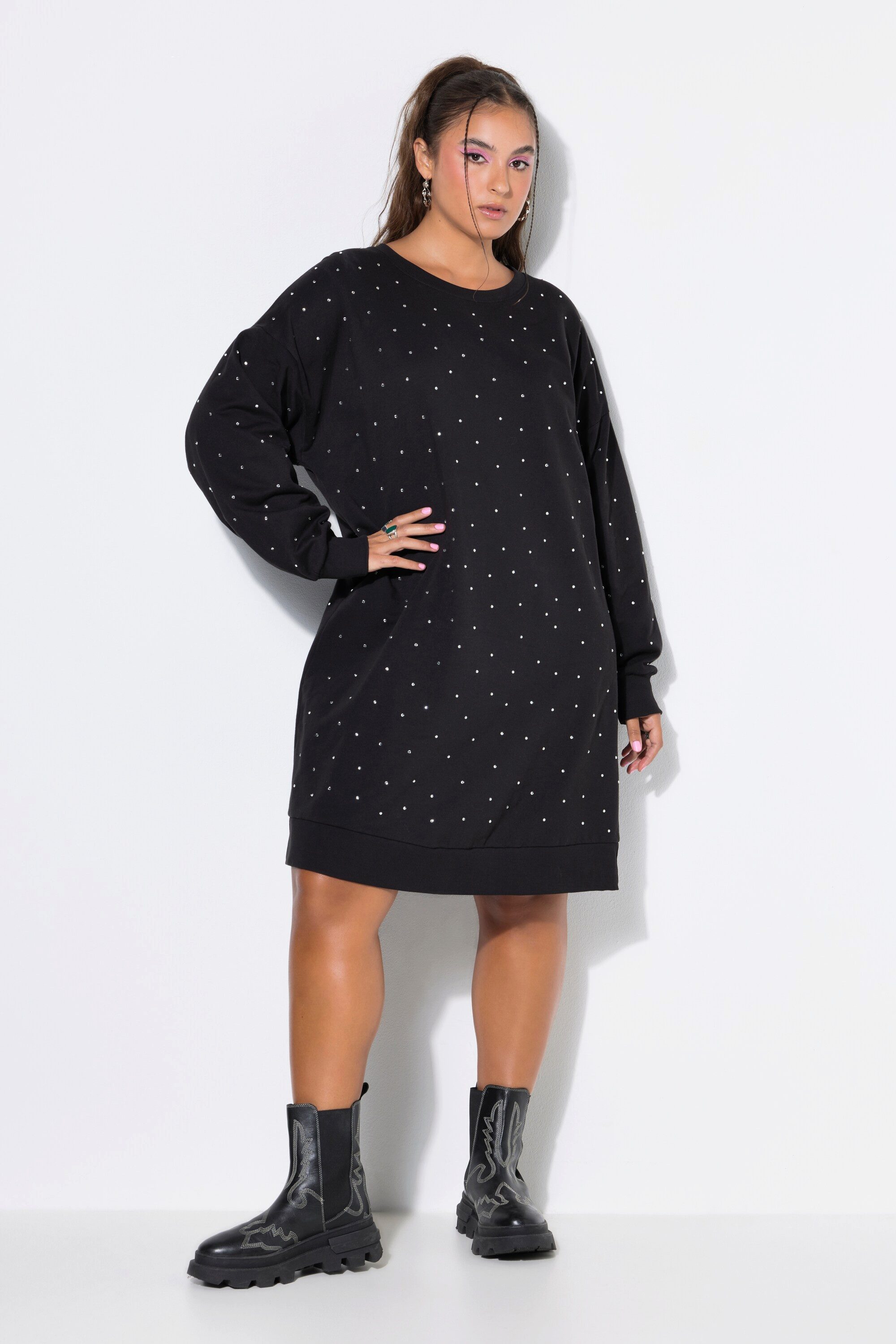 Studio Untold Midikleid Sweatkleid oversized Ziersteinchen