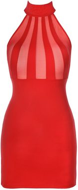 Axami Netzkleid Minikleid transparent rot Stretch Neckholder rückenfrei (2-tlg)