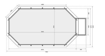 Karibu Achteckpool SEVILLA Set B, BxLxH: 780x400x124 cm, mit Terrasse und Geländer
