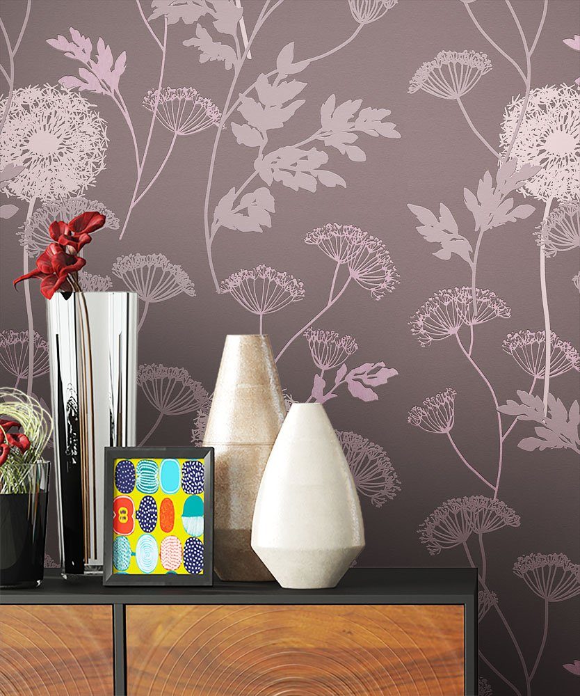 Newroom Vliestapete, Blumentapete Lila Rosa Wallpaper günstig online kaufen