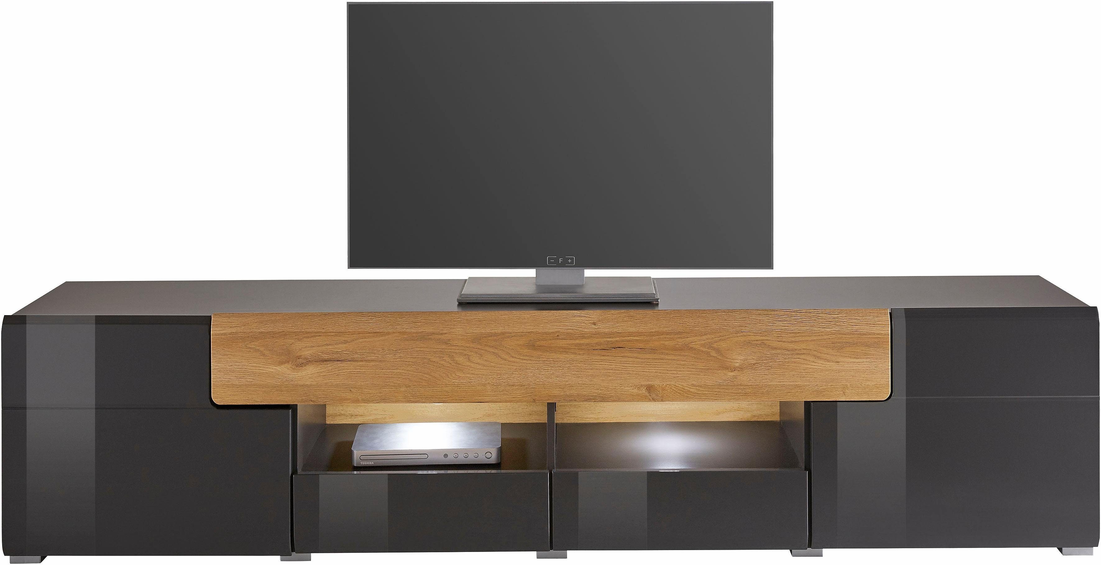 OTTO home Lowboard Toledo,Breite 209cm, trendige TV-Schrank mit dekorative Fräsungen, TV-Board ohne Beleuchtung, TV-Kommode mit viel Stauraum
