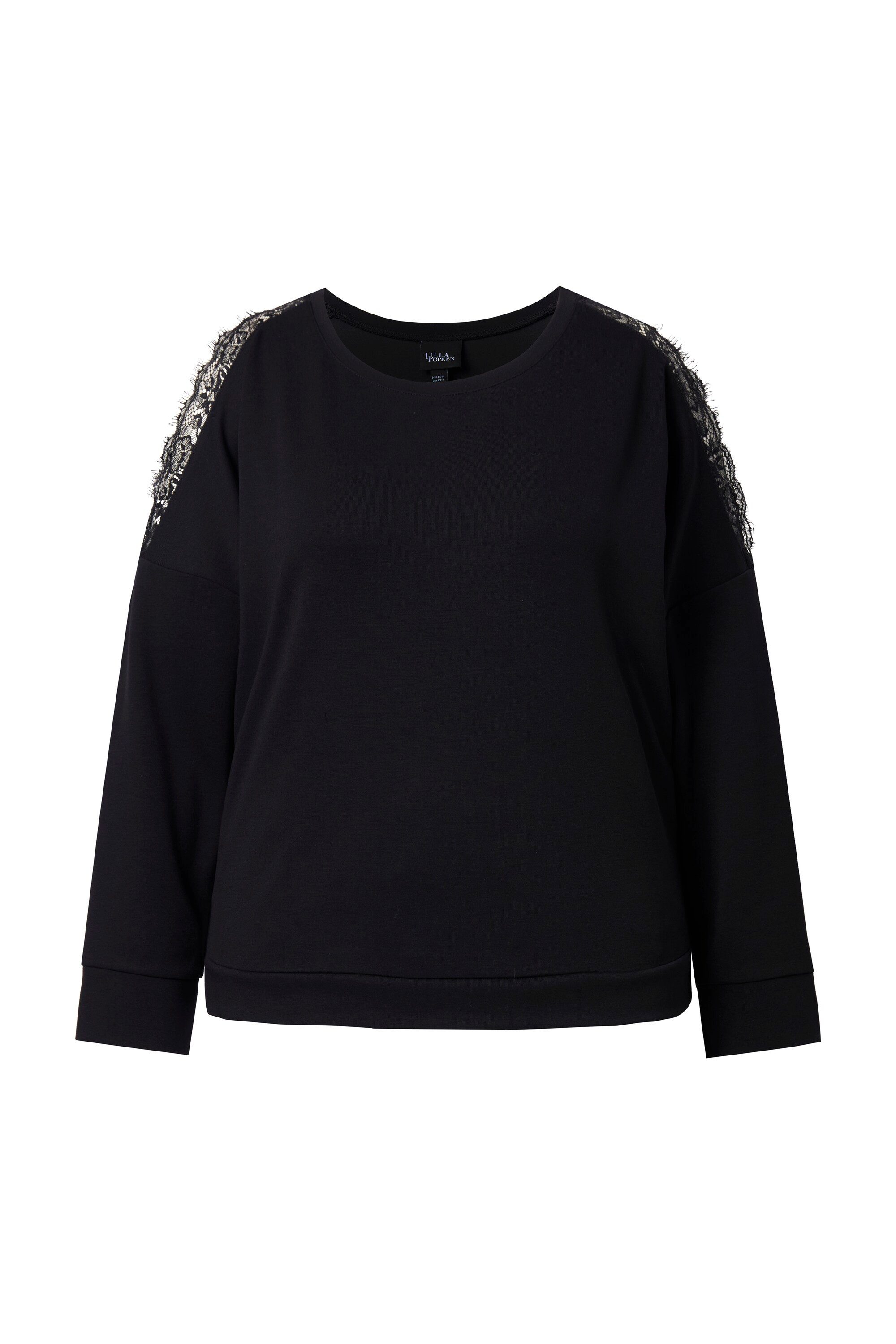 Ulla Popken Sweatshirt Sweatshirt Spitzeneinsatz Rundhals Langarm günstig online kaufen