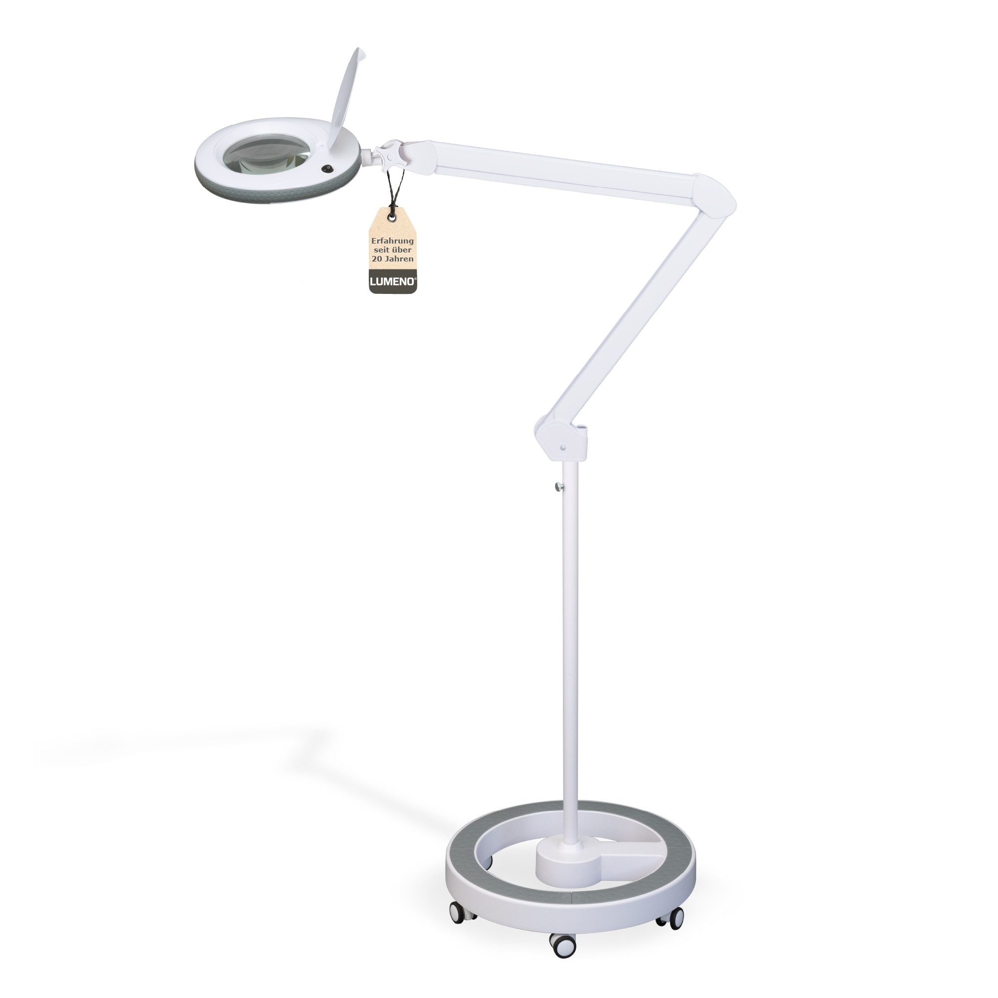 Lumeno Lupenlampe 721X LED Lupenleuchte CRI>90 mit Tischklemme und 127 mm Echtglaslinse, LED fest integriert, Kaltweiß, 6500 K, LED Leuchte