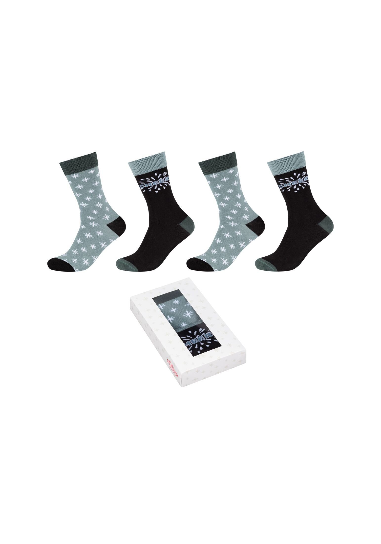 black s.Oliver 4er Weihnachtssockenbox Pack Socken