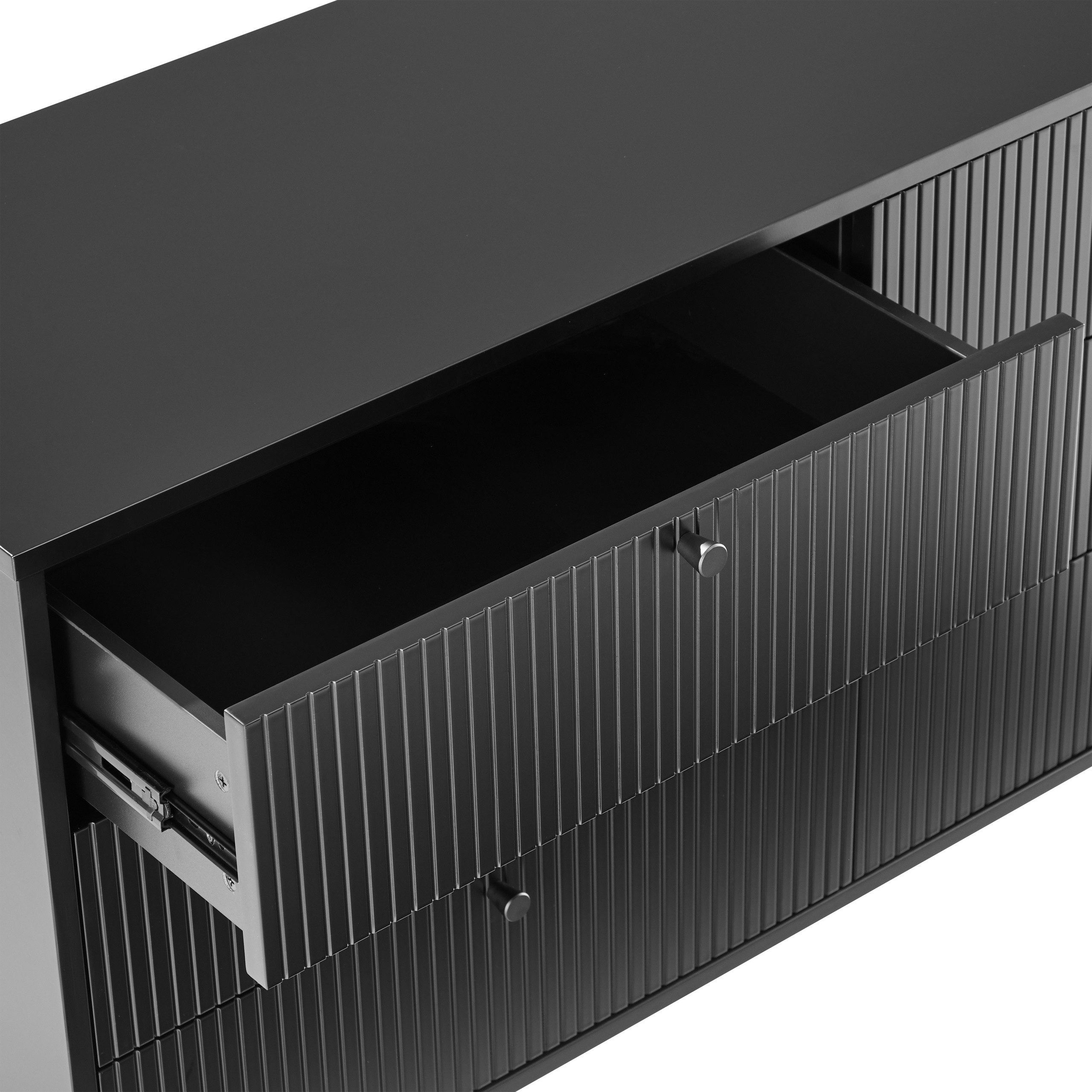 hjh LIVING Sideboard KARBY S Kommode H/B/T: 75.0 x 120.0 x 40.0 cm, Kommode mit 6 Schubladen, Industrial-Stil, viel Stauraum, Metallfüße