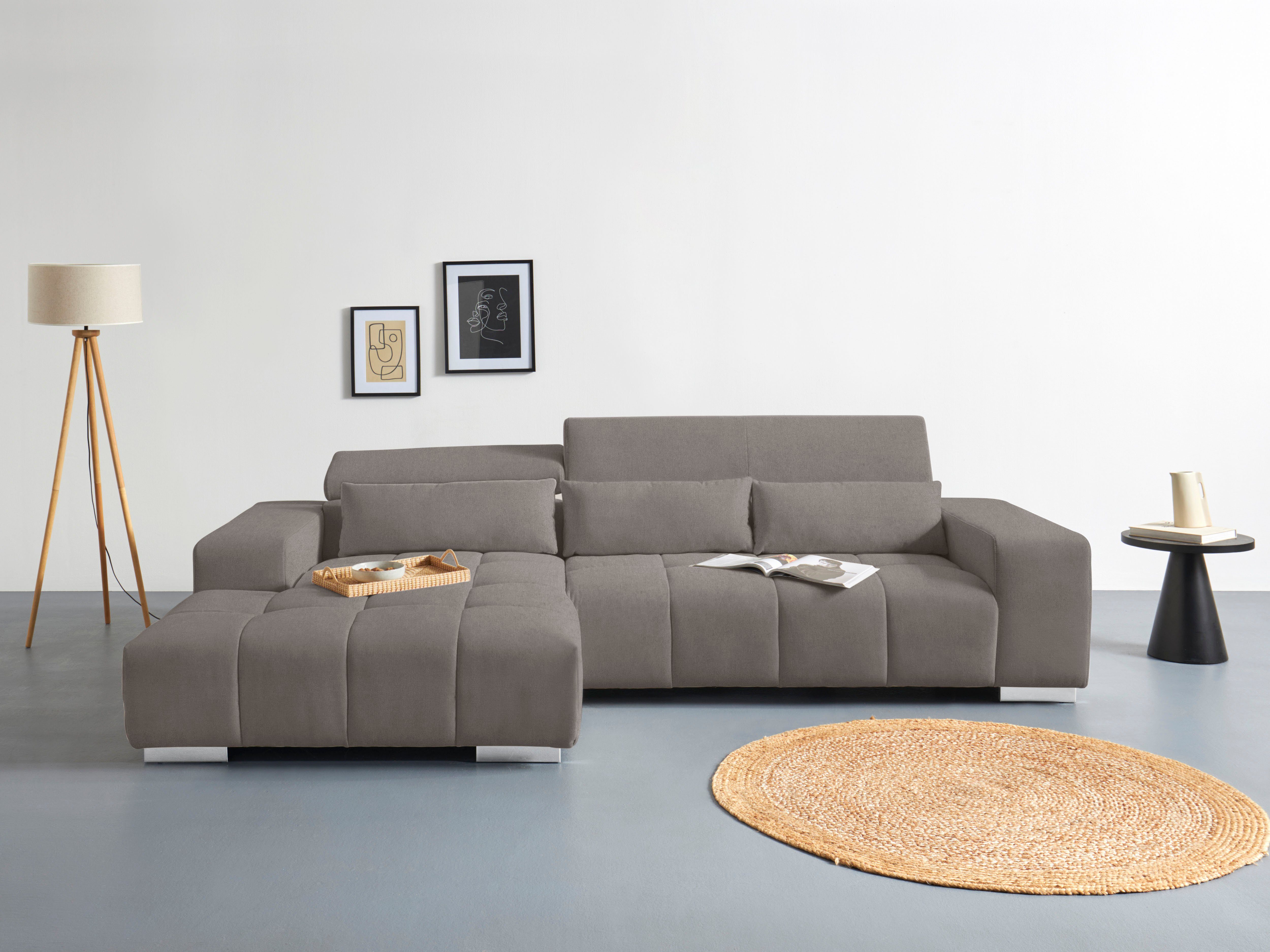 COTTA Ecksofa "Orion L-Form", mit Kopfteilverstellung & 3 Nierenkissen günstig online kaufen