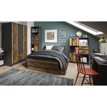 Lomadox Bettschubkasten NELSON-129, Bettschubkasten für Jugendzimmer Bett in grau mit Holz