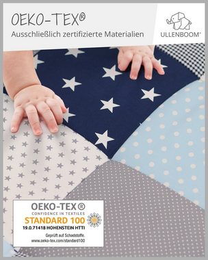 Krabbeldecke Baby Krabbeldecke 100x100 cm "Blau Hellblau Grau" (Made in EU), ULLENBOOM ®, Dick gepolstert, Außenstoff 100% Baumwolle