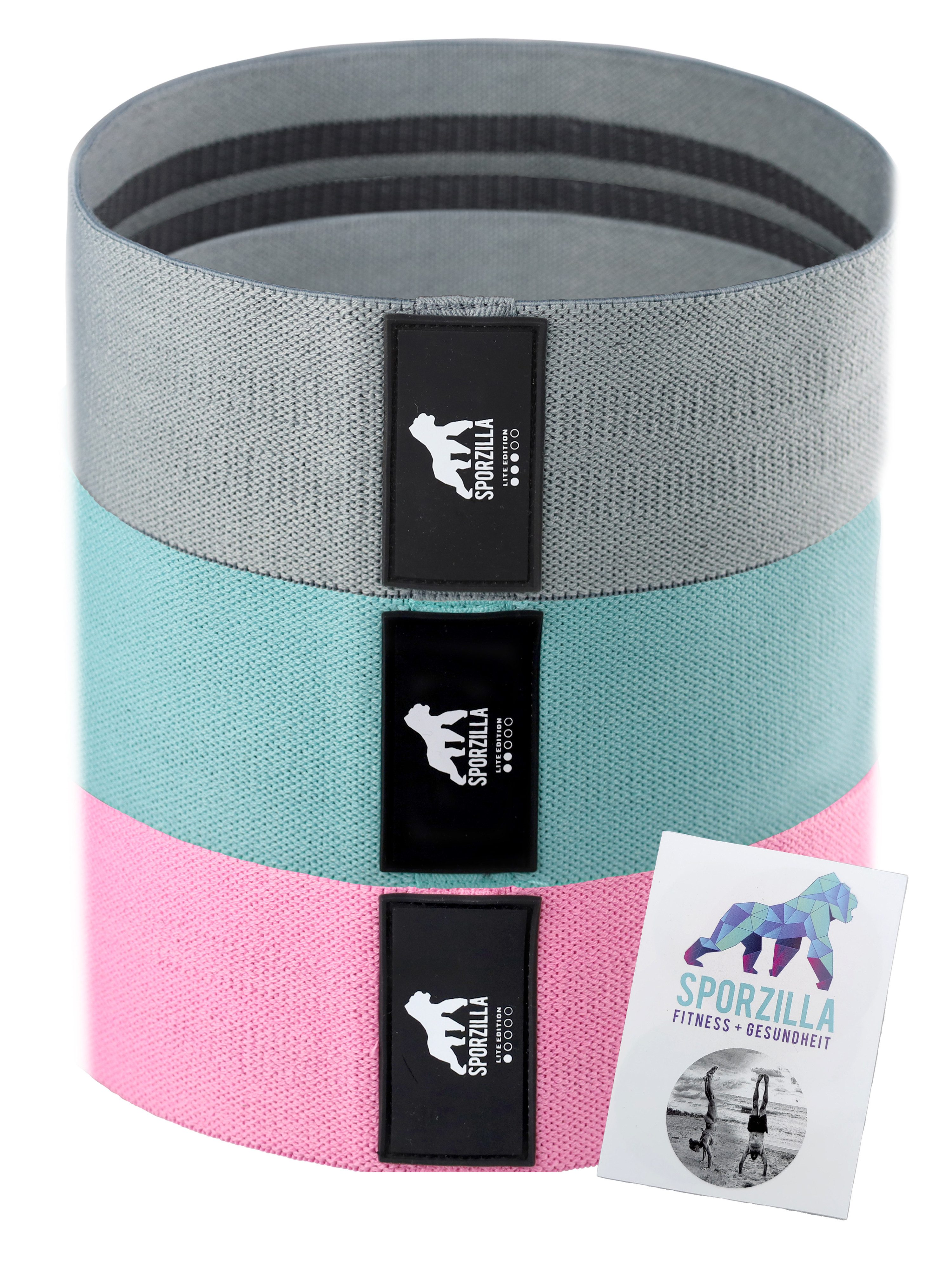 Sporzilla Trainingsbänder Booty Band - Widerstandsbänder für einen Straffen Hintern, Set in verschiedenen Stärken (3-tlg)