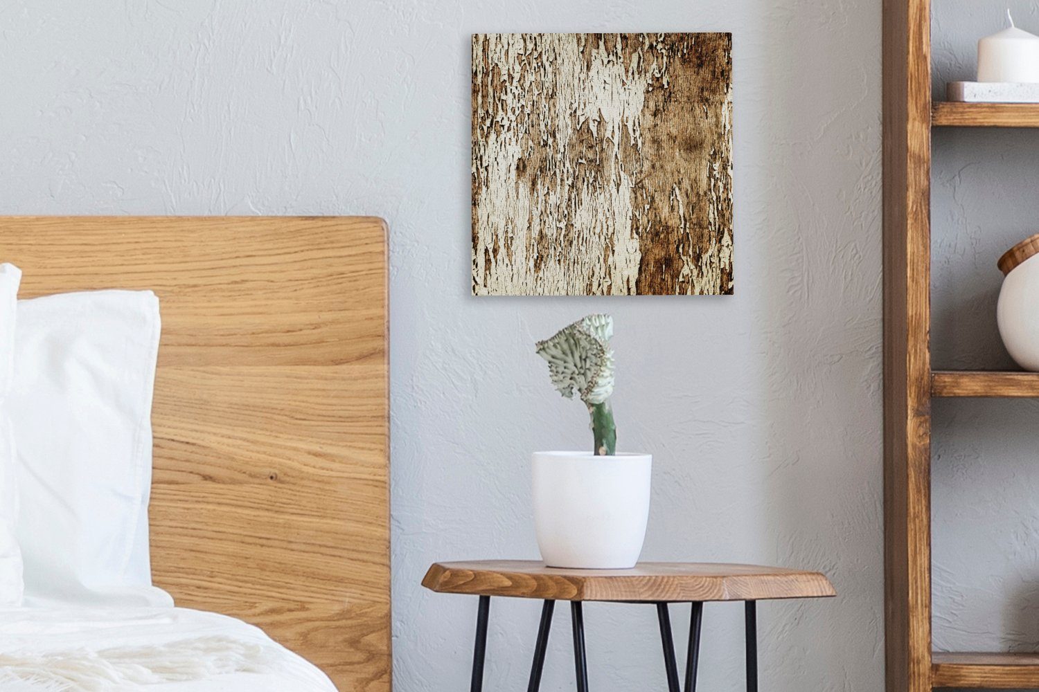 (1 OneMillionCanvasses® Schlafzimmer Baum, Wohnzimmer - - Rustikal Holz St), für Bilder Leinwand Leinwandbild