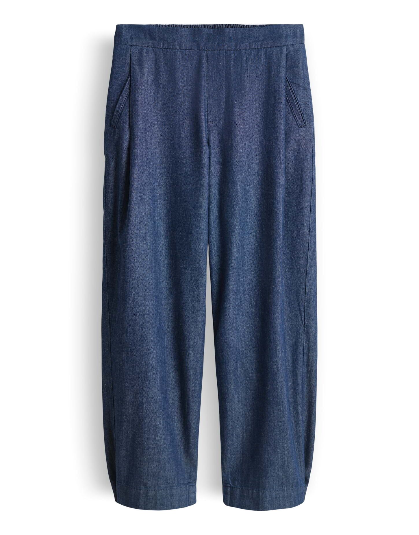 OPUS Stoffhose Myha coastal aus weichem Chambray Denim schräge Paspeltaschen, fließender Fall, weicher Griff, Casual