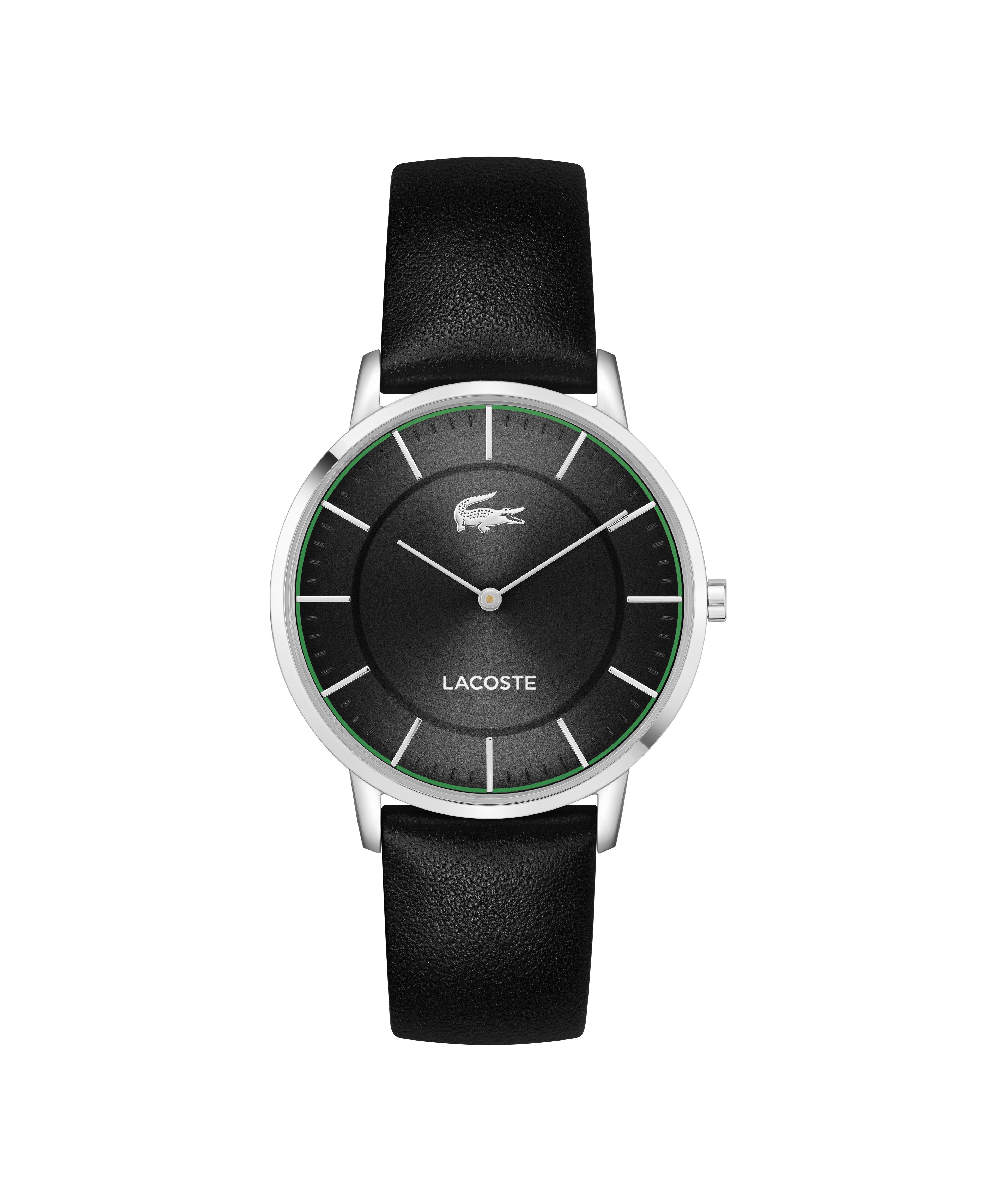Lacoste Quarzuhr CROCORIGIN 2011472, Armbanduhr, Herrenuhr, Lederarmband, analog, Glassteine