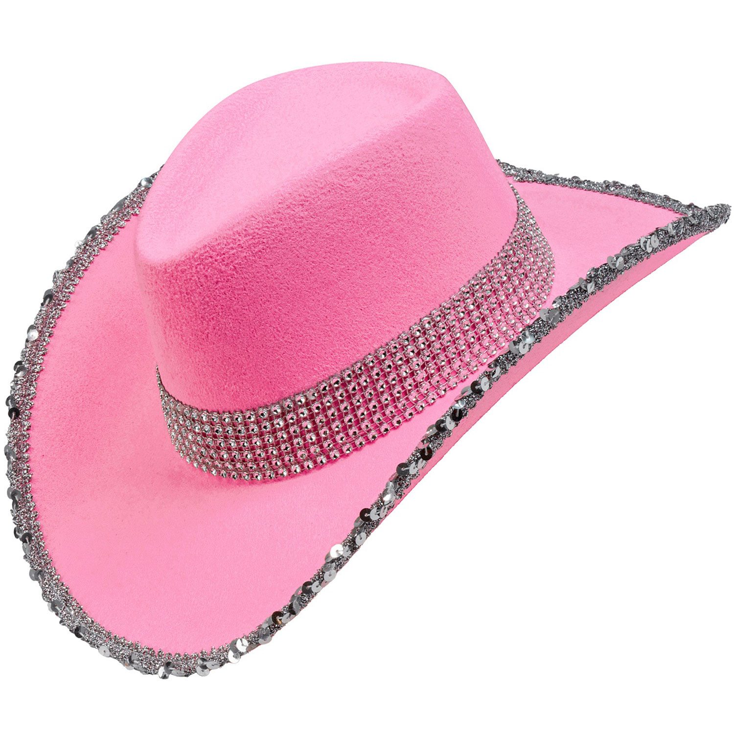 Kostüm Strass Cowboyhut für Erwachsene, Pink