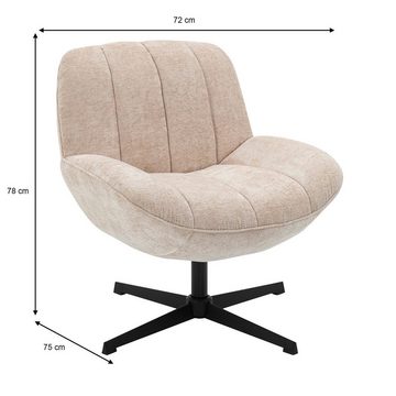 CARO-Möbel Sessel, Wohnzimmer Polster Lese Sessel Chenille Wolle Metallgestell schwarz mo