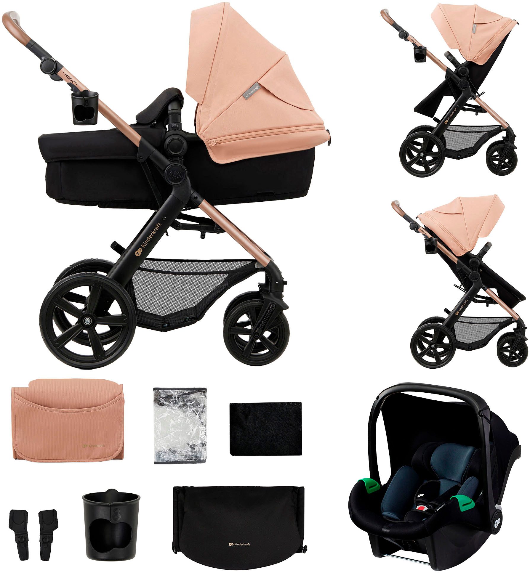 Kinderkraft Kombi-Kinderwagen MOOV 2 3IN1, mit EVA-Rädern
