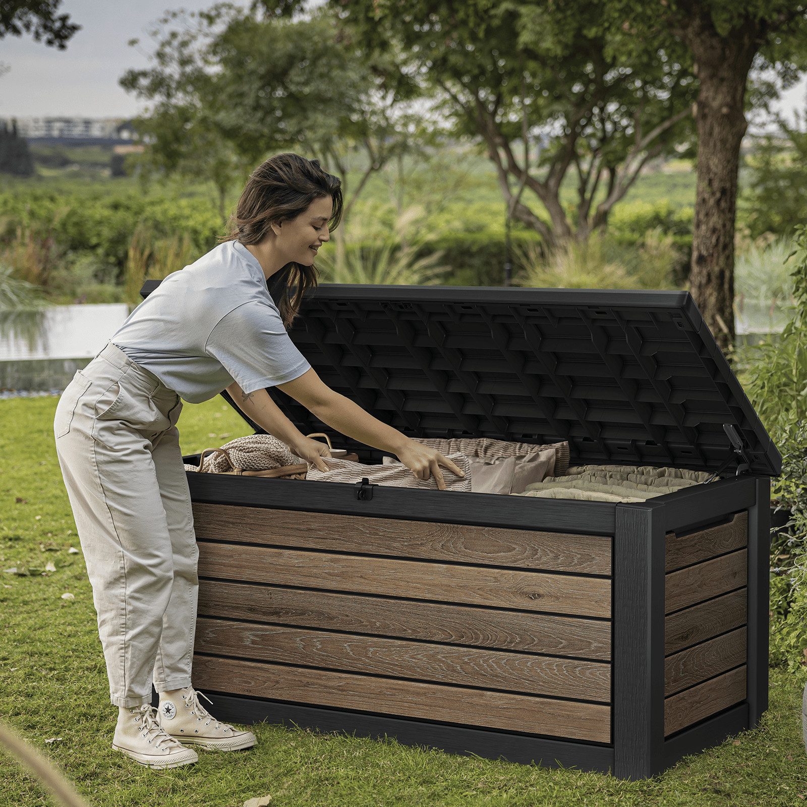Keter Gartenbox "NORTHWOOD" 623L 157x72x69cm Deckel günstig online kaufen