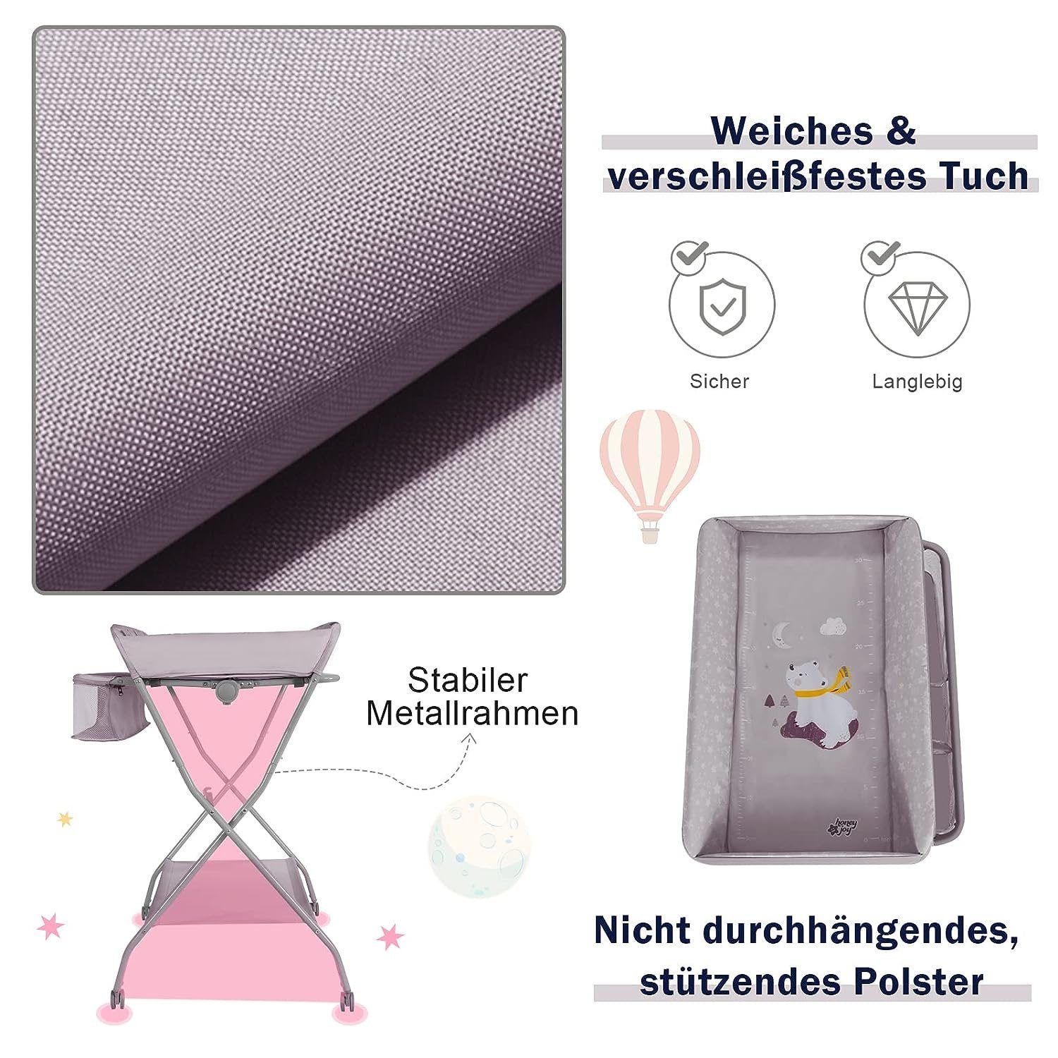 Wickelkommode, Wickeltisch Handtuchhalter Kleiderständer, KOMFOTTEU Lagerregal & mit grau