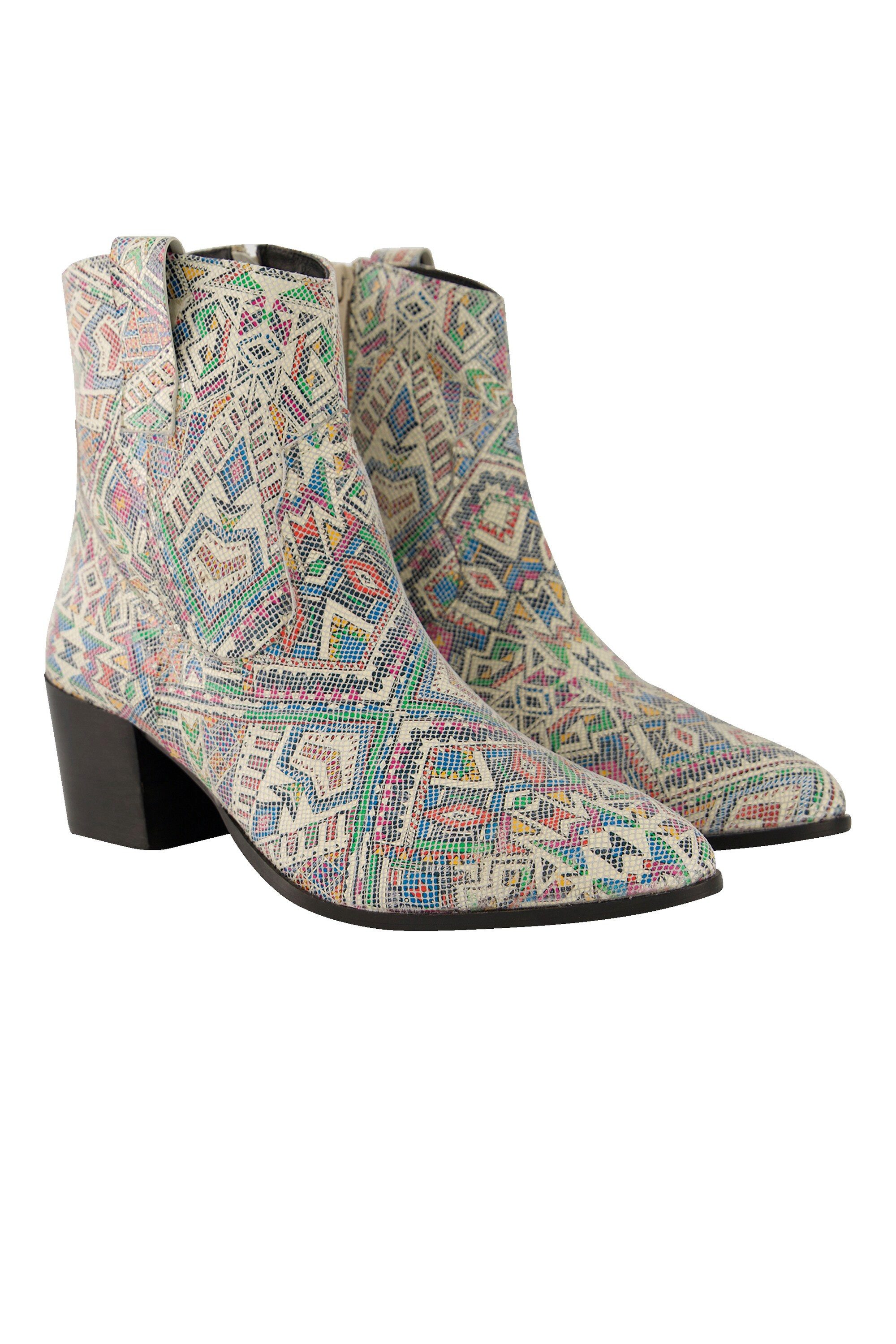 Ulla Popken Leder-Stiefeletten Schlangenlederoptik Weite H Stiefel