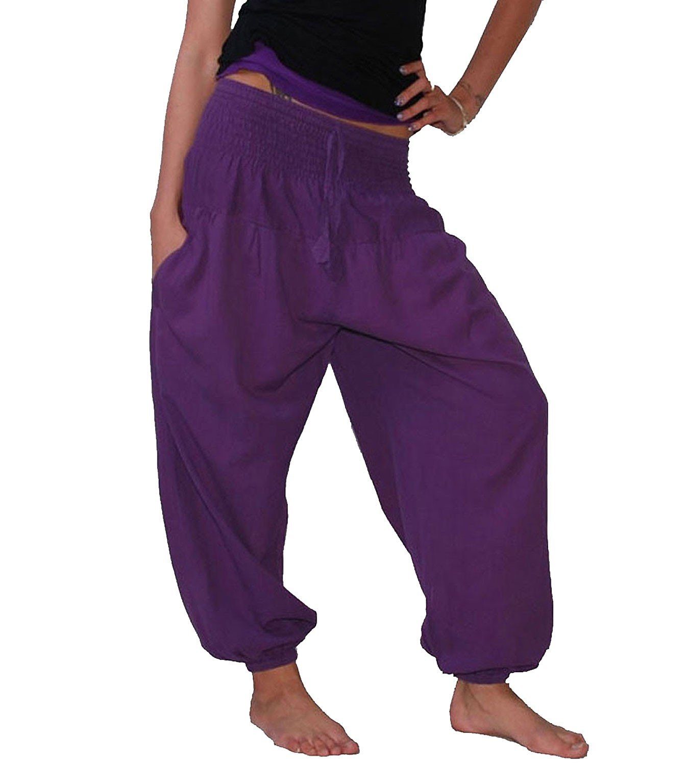 KUNST UND MAGIE Haremshose Kunst&Magie Damen Pluder-/Haremshose Sommerhose Hippie Wellness Yoga
