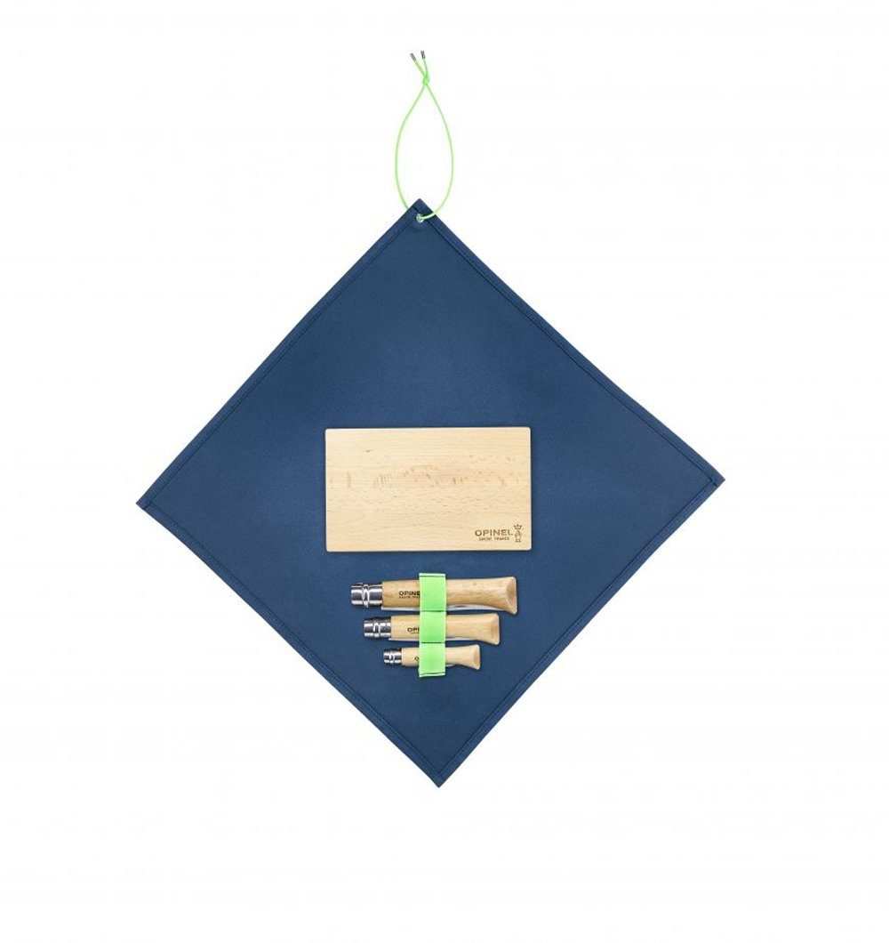 Opinel Taschenmesser, (je 1 Opinel Messer No. 6, 10 und 12, Buchenholzgriffe, Schneidbrett), Opinel Outdoor Set, 3 Messer + Schneidbrett