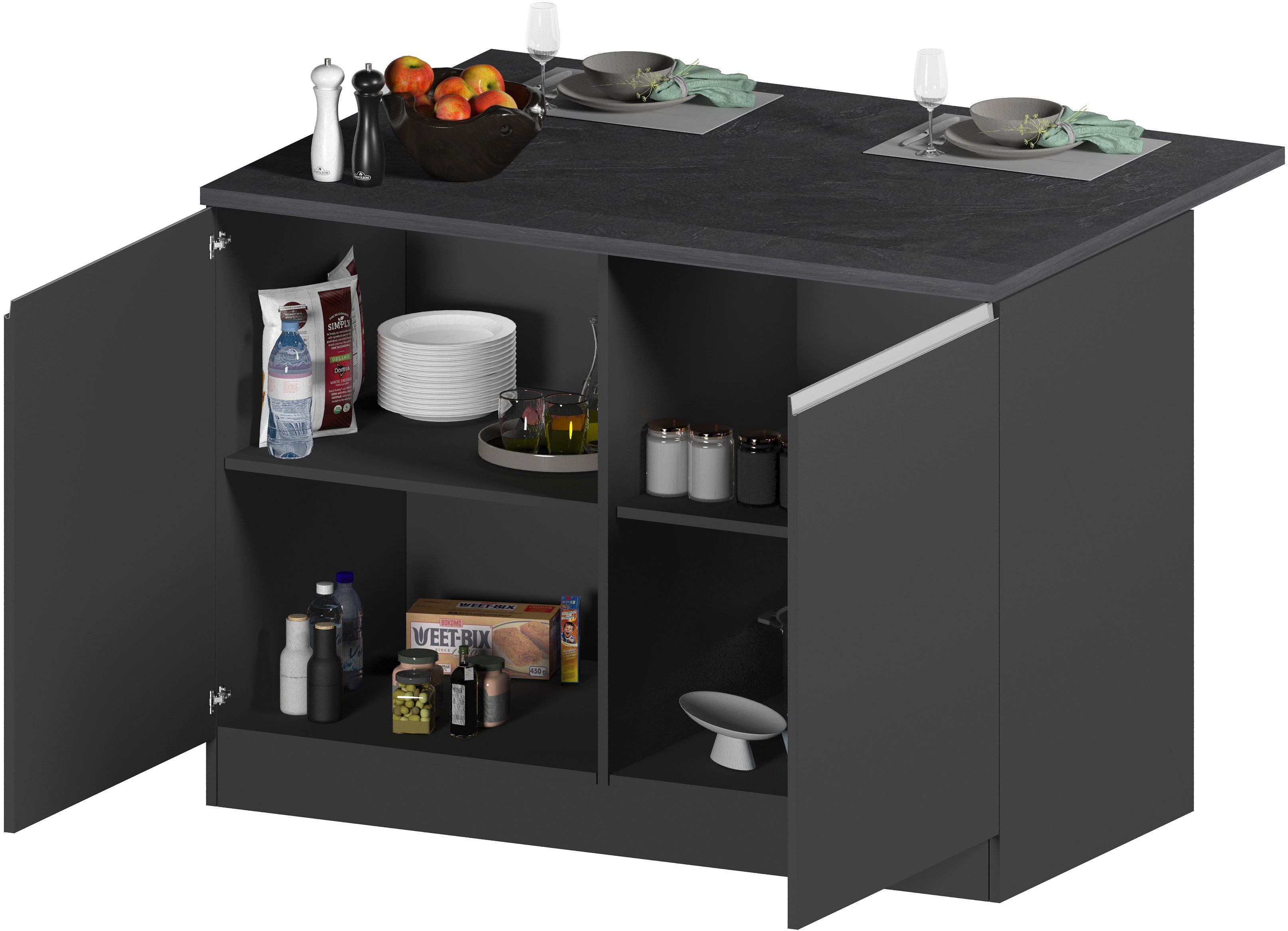 KOCHSTATION Kücheninsel KS-Sole, Breite 125 cm, mit 2 Türen