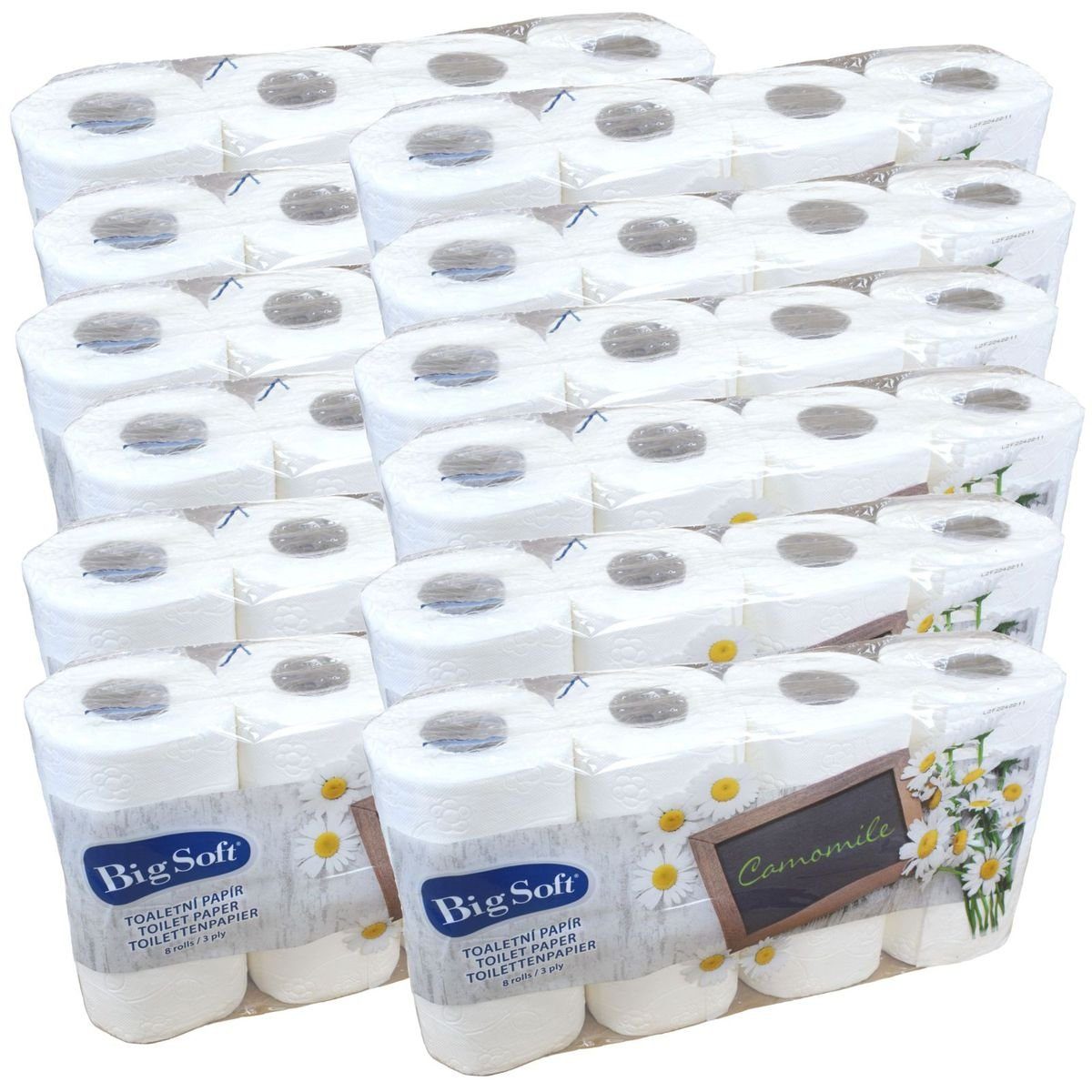 Marabellas Shop Toilettenpapier 96 Rollen Big Soft Kamilleduft Toilettenpapier 3-lagig á 150 Blatt, 3-lagig