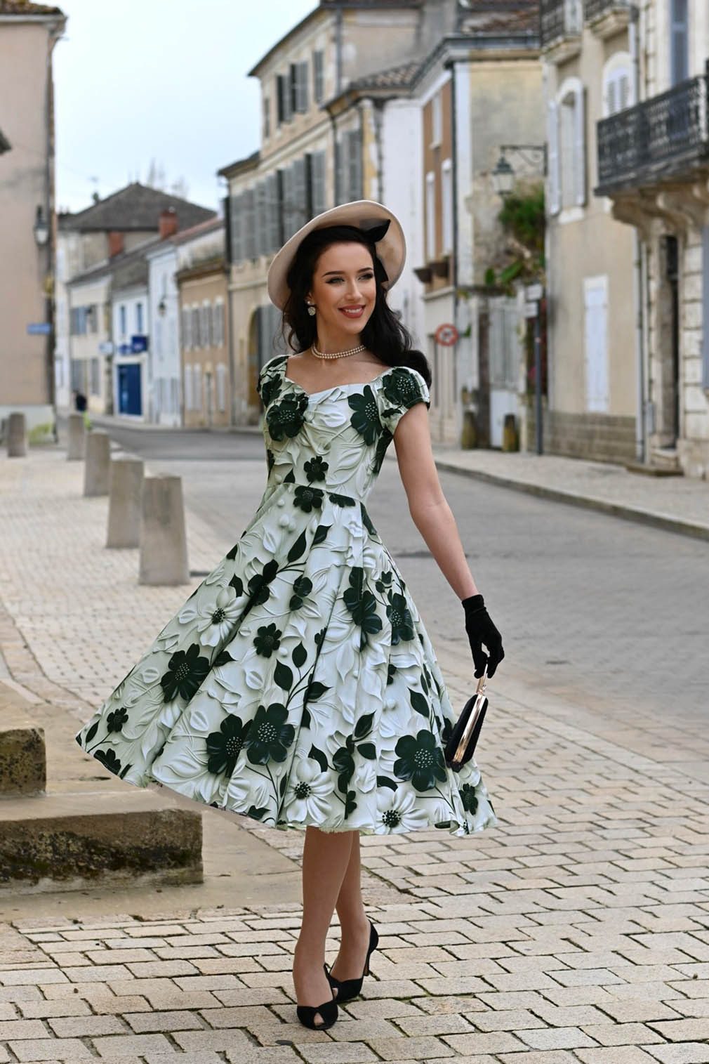 Hearts & Roses London A-Linien-Kleid Taylor Floral Swing Dress Retro Vintage Fit-N-Flare 50er