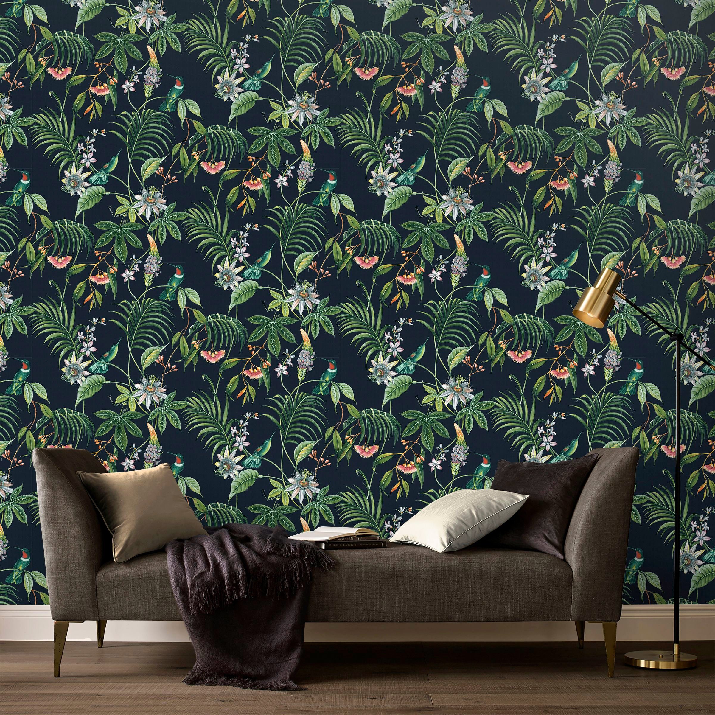 Superfresco Easy Vliestapete Adilah, geprägt, animal print, Adilah Blümen Schwarz 1000x52cm