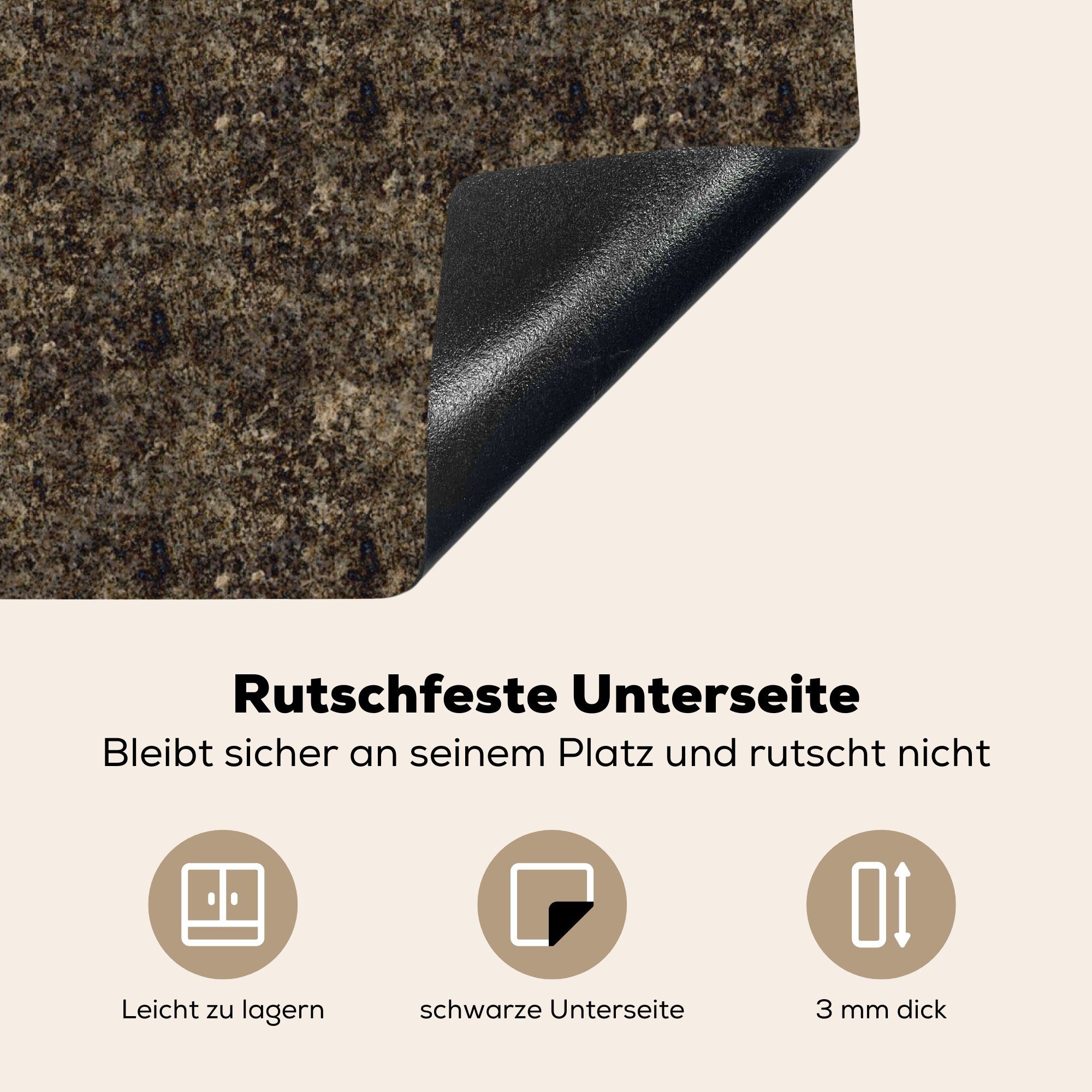 Induktionskochfeld Vinyl, Herdblende-/Abdeckplatte Induktionsherd, für Textur 58x51 Granit MuchoWow (1 tlg), cm, Küchen Dekoration - - Muster,
