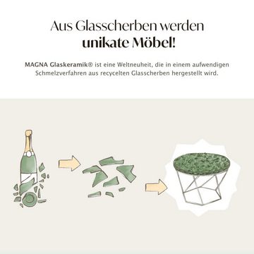 MAGNA Atelier Beistelltisch LONDON mit GLASKERAMIK, Ablagetisch rund, nachhaltig, Side Table, Metallgestell, 43x50cm