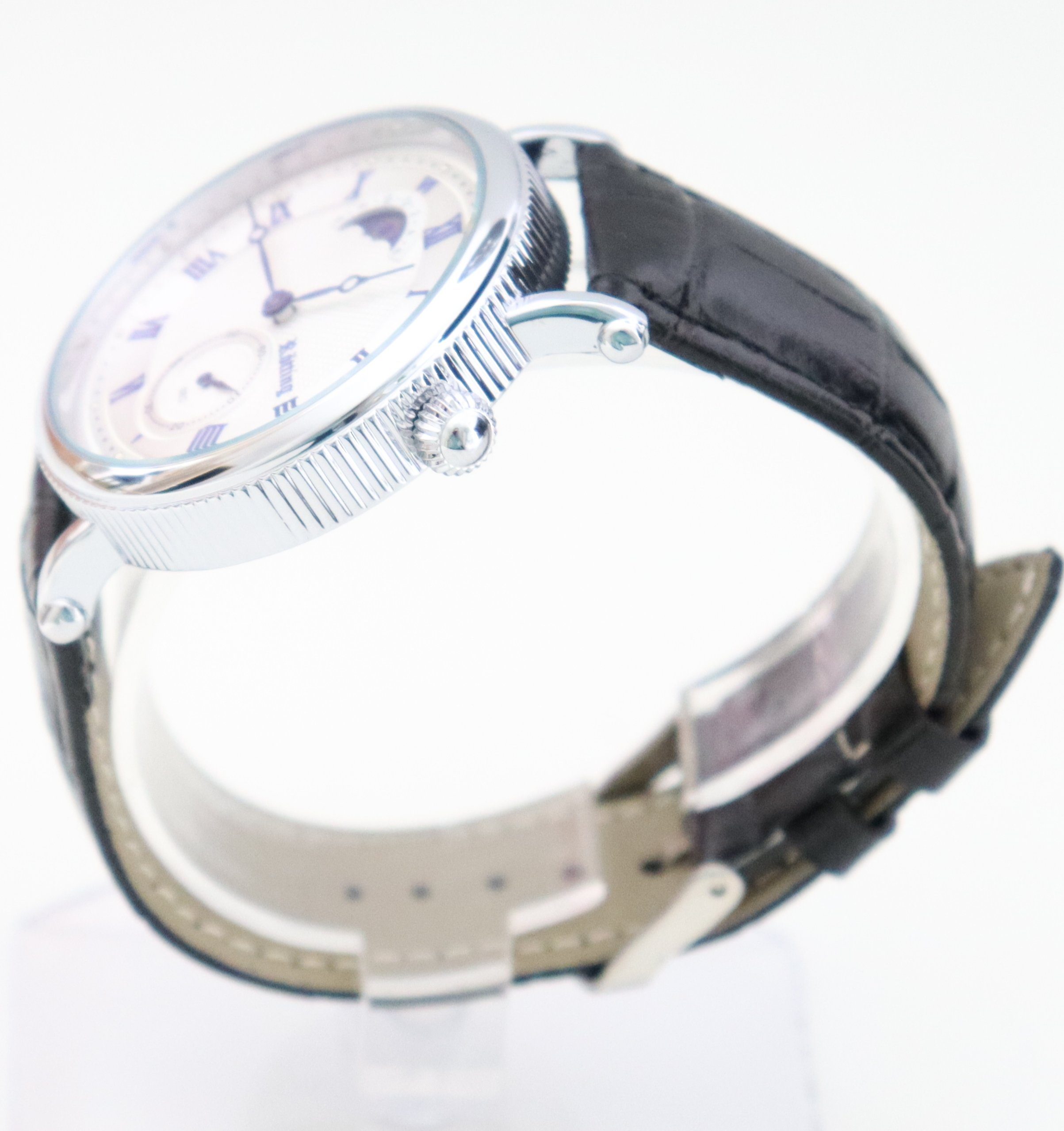 Rötting Design Quarzuhr Herrenuhr weiß silberfarb Ziffernbl Tag/Nacht Phase kleine Sekunde, Tag / Nacht Phasen Anzeige