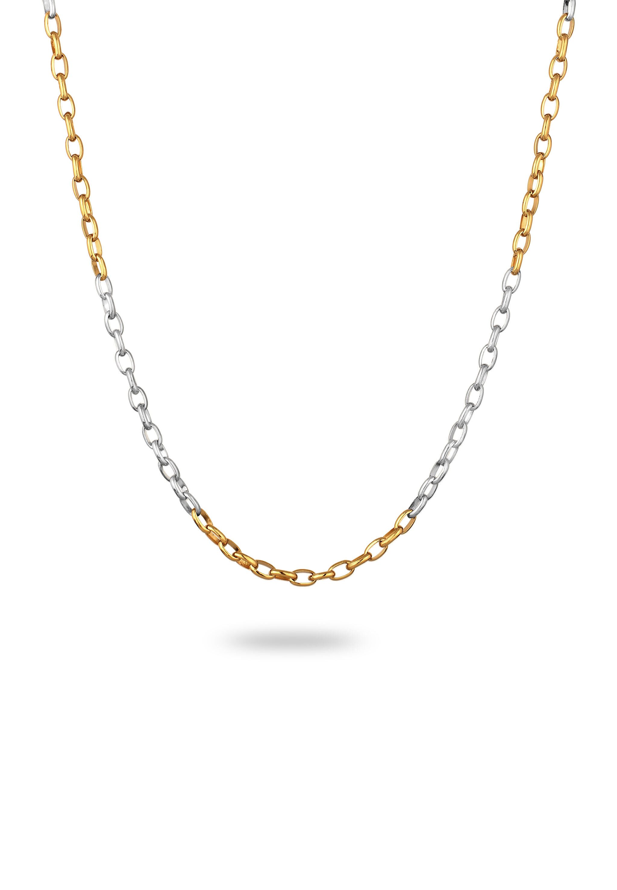 Silberkette Ankerkette Rund Bicolor 925 Sterling Silber