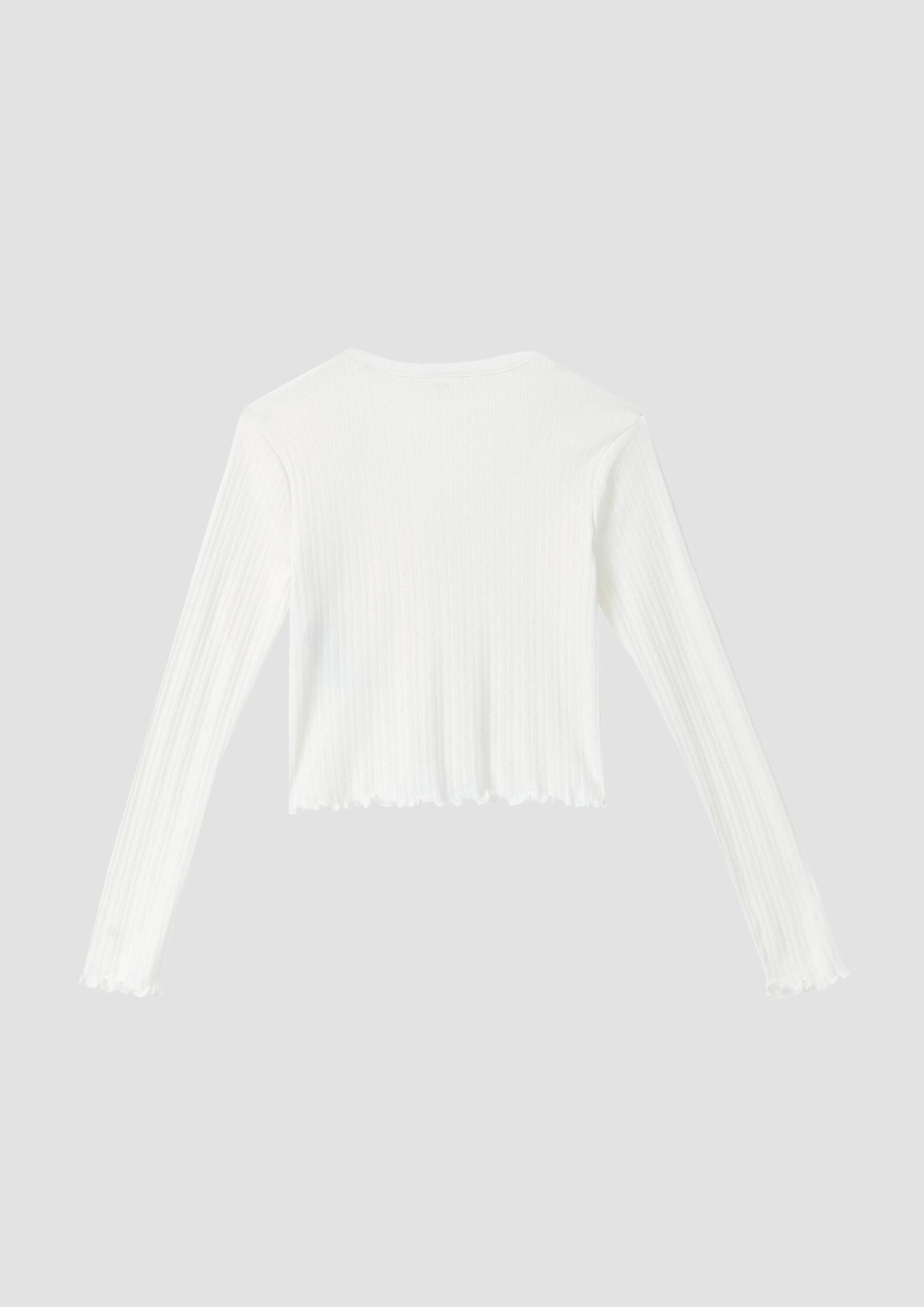s.Oliver Langarmshirt T-Shirt Kurze Ajour-Strickjacke mit Zierknopfleiste – Bild 2 von 4