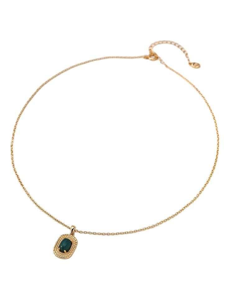 Jumpeak Kette mit Anhänger S925 Silber,Grüner Malachit Anhänger,Halskette Mit Perlmutt, 18K Vergoldet,Vintage Kette Damen,Edelstein Schmuck,Geschenk