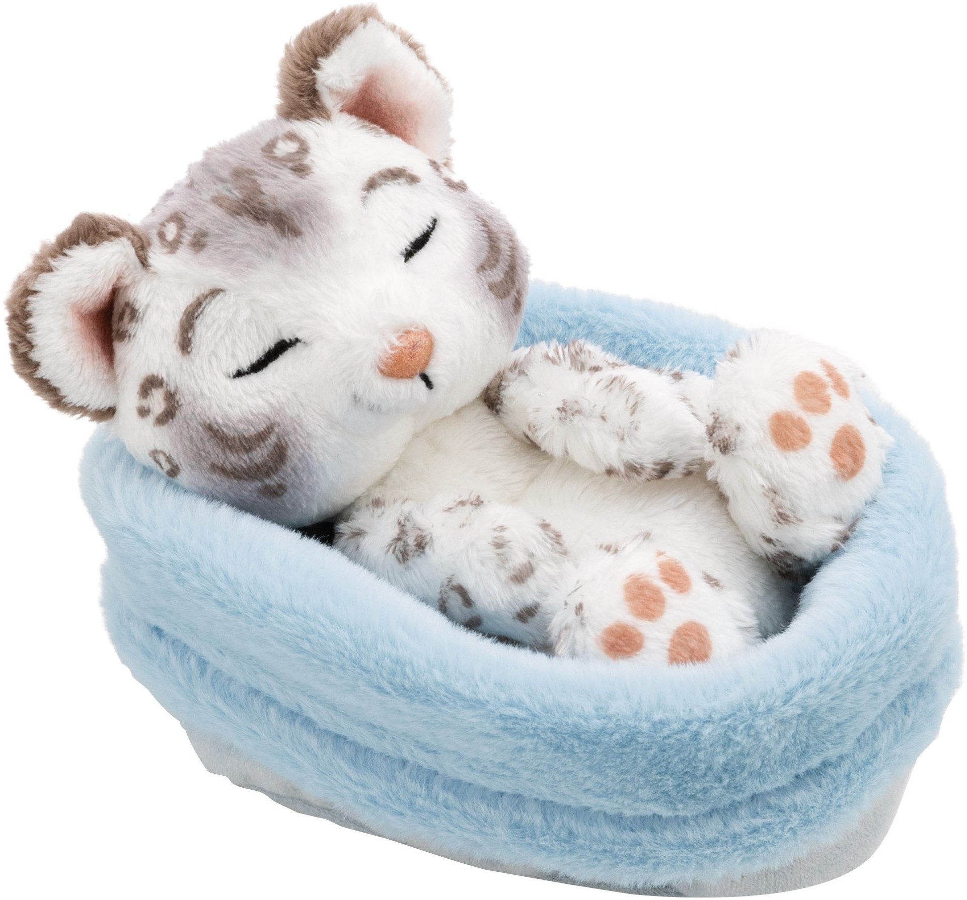 Nici Kuscheltier Sleeping Pets, Schneeleopard, 12 cm, im Körbchen