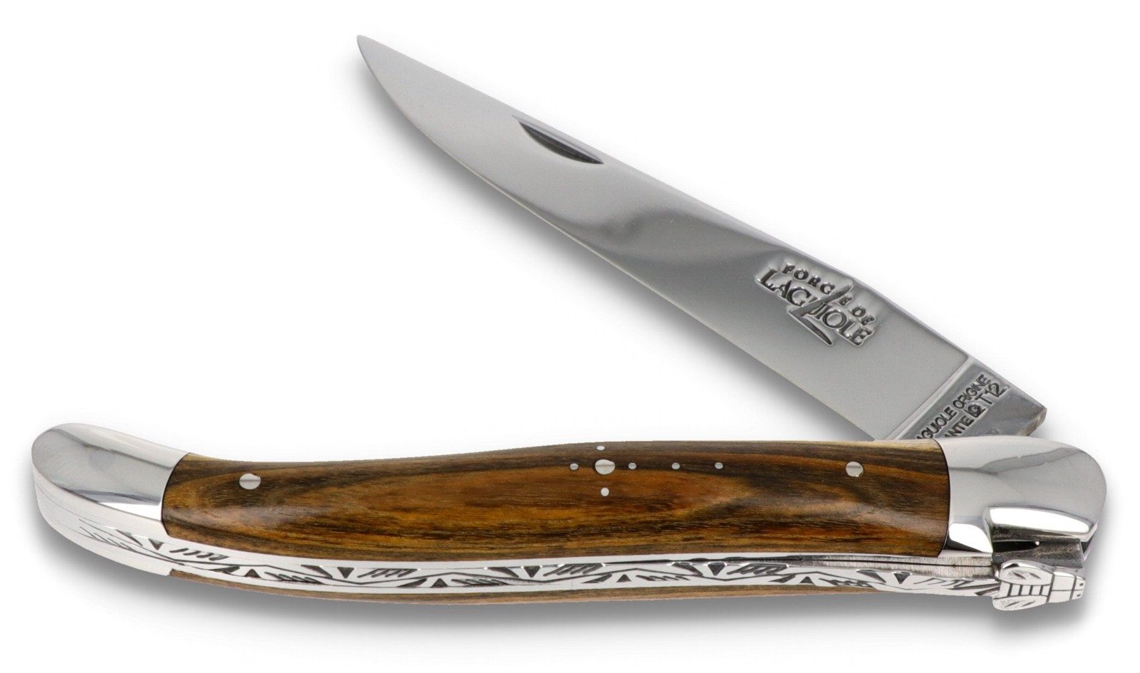 Forge de Laguiole Taschenmesser 1211 IN PI BRI, Griff 11cm Pistazie - Feder verziert - Klinge Backen Stahl glänzend