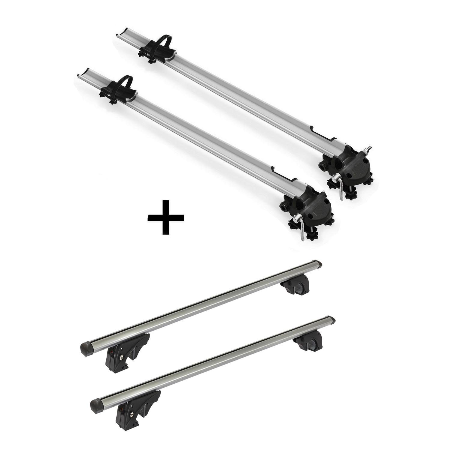 VDP Dachträger, 2x Fahrradträger Bike Pro + Dachträger/Relingträger VDP LION2 kompatibel mit Mitsubishi Pajero (V60) (5 Türer) 99-06