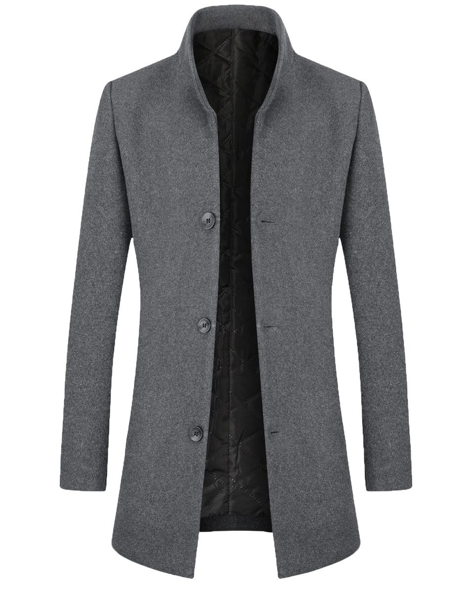 Allthemen Wollmantel verdickter Wintermantel mittellanger Mantel Slim Fit