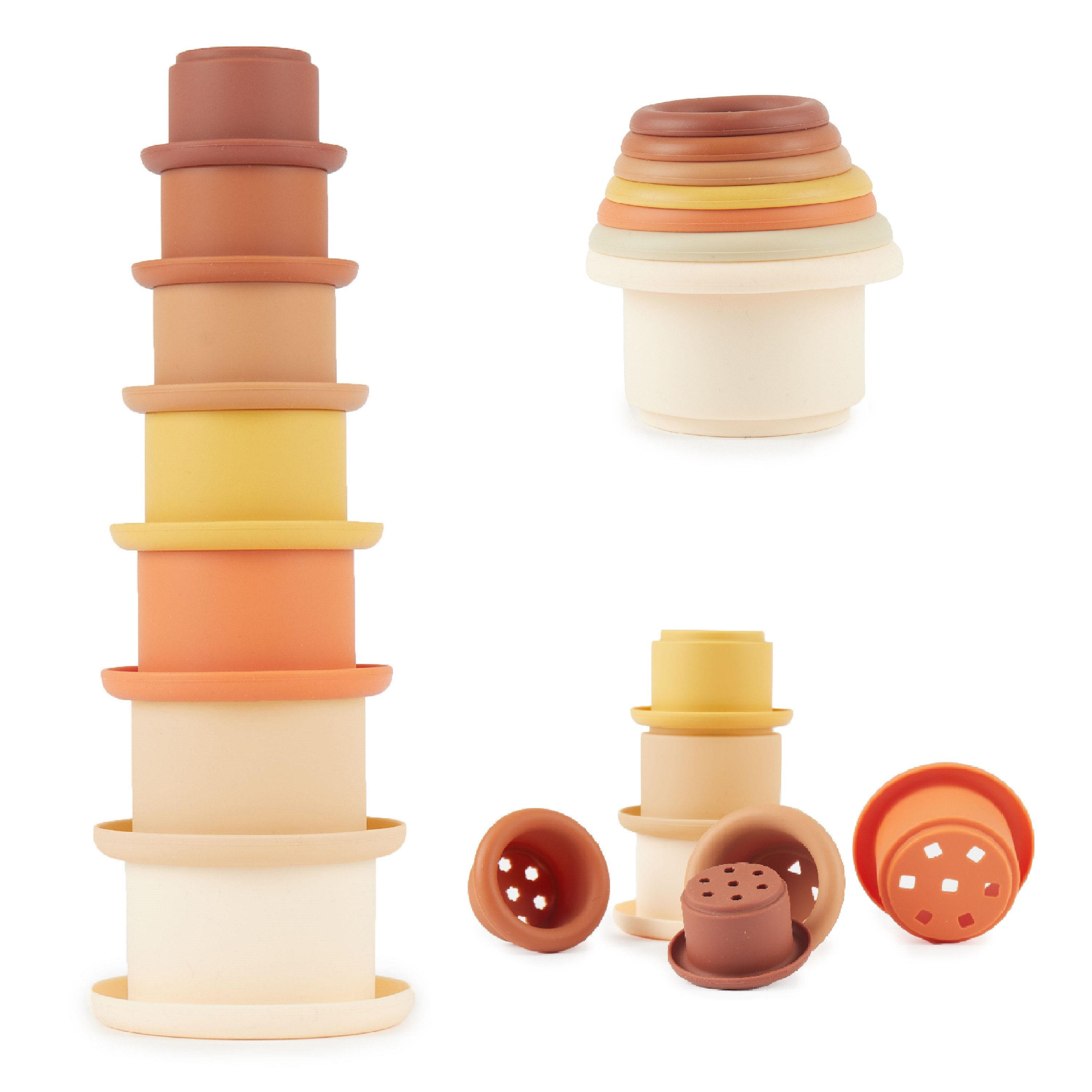 BIECO Stapelspielzeug Bieco Silikon Baby Stapelbecher Chocolate Bliss