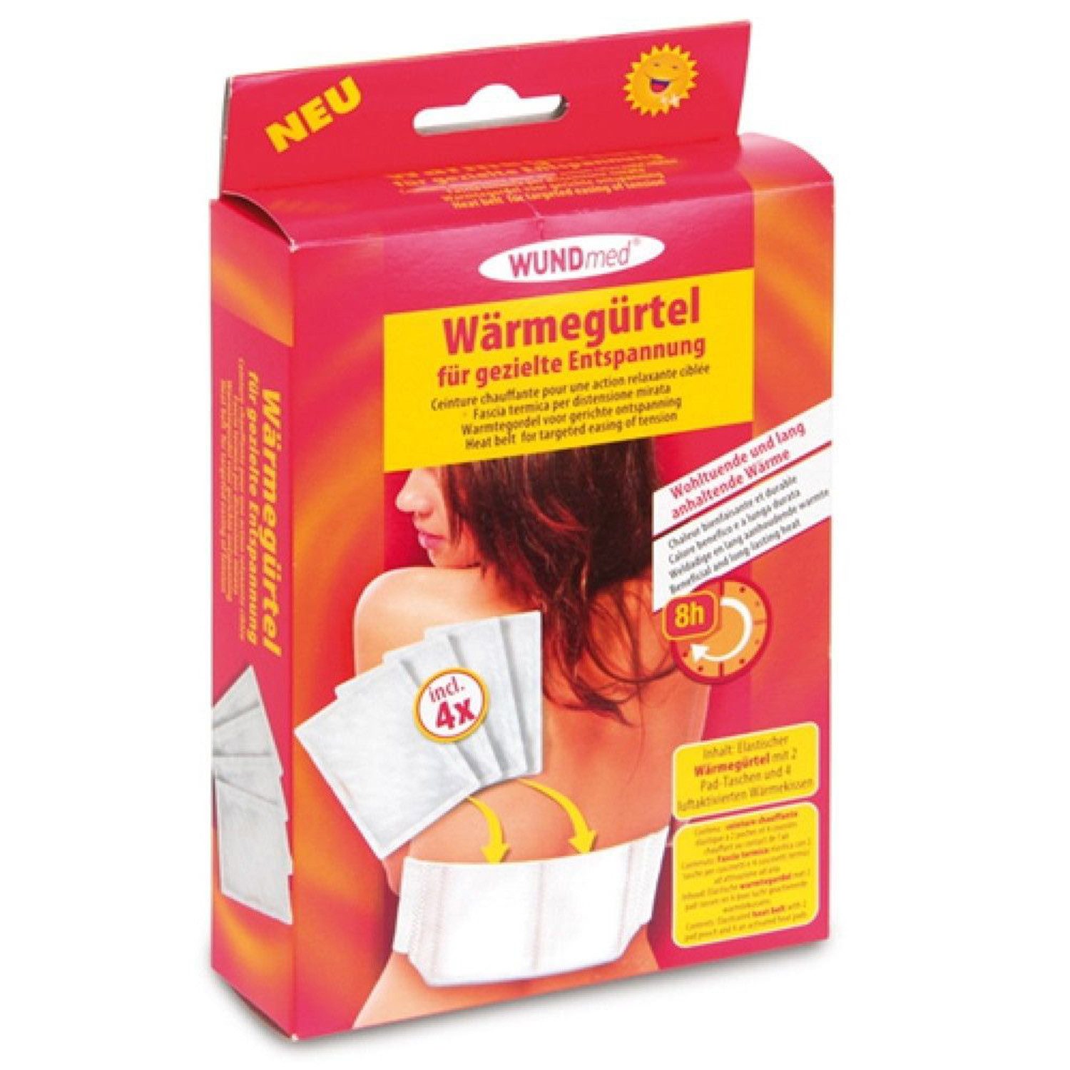 Wundmed Wärmepad Wundmed Wärmegürtel mit 4 Wärmekissen, Set 5-tlg., Wärmegürtel mit Wärmekissen, Wärmepad Heizgürtel Nierenwärmer Wärmekissen Rückenwärmer