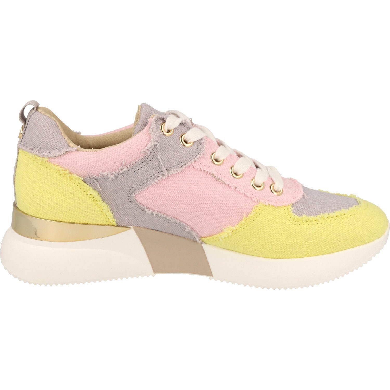 Sneaker La Schuhe Sneaker Canvas Damen Halbschuhe Strada Schnürer Yellow/Grey 2001068-4226