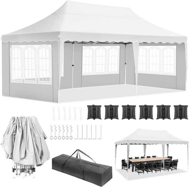 TLGREEN Pavillon Faltpavillon 3x6M, mit 4 Seitenteilen, mit 4 Seitenwänden, Partyzelt UV Schutz 50+