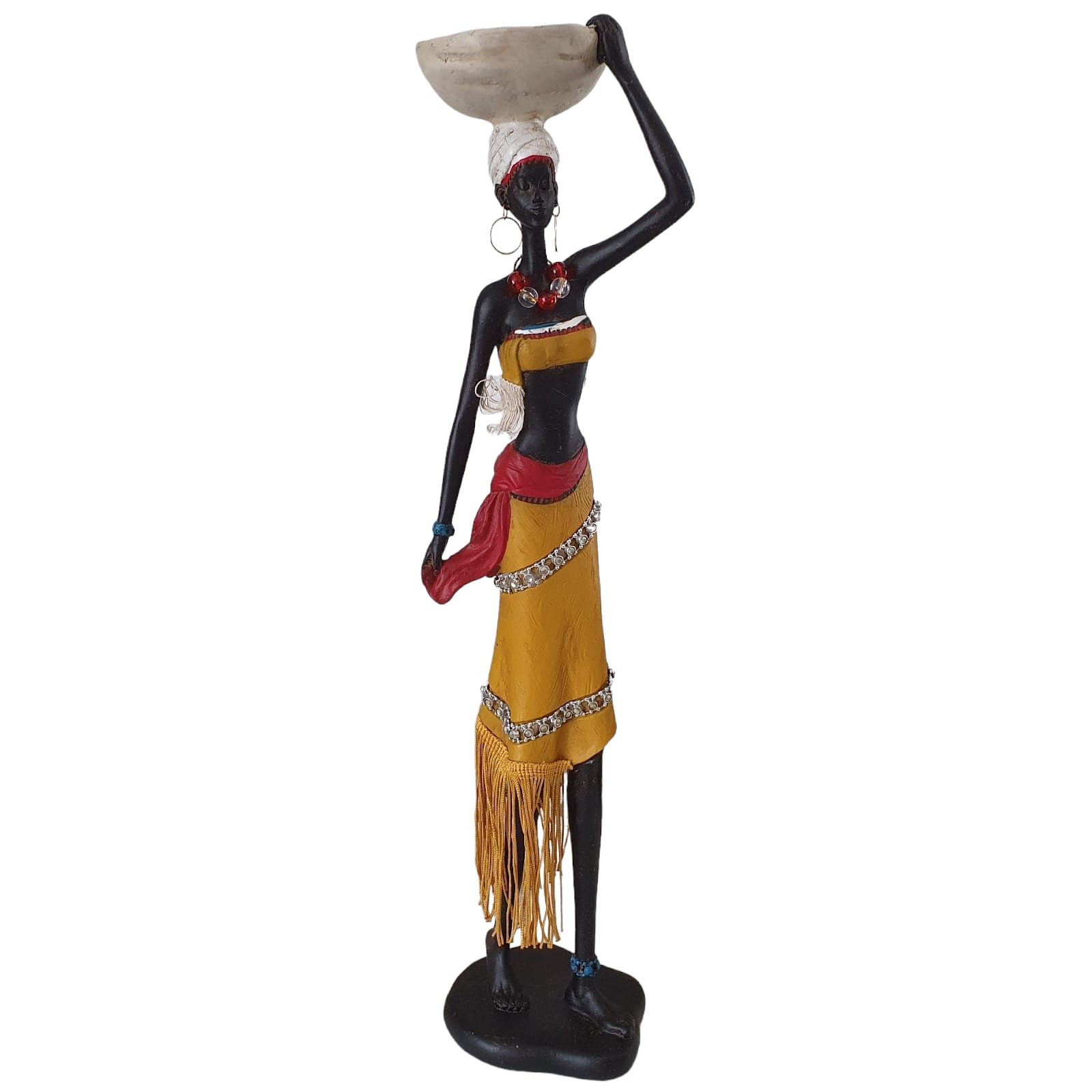 Aspinaworld Afrikafigur Afrikanische Dekofiguren mit Wasserschale und Paillettenschmuck 46 cm