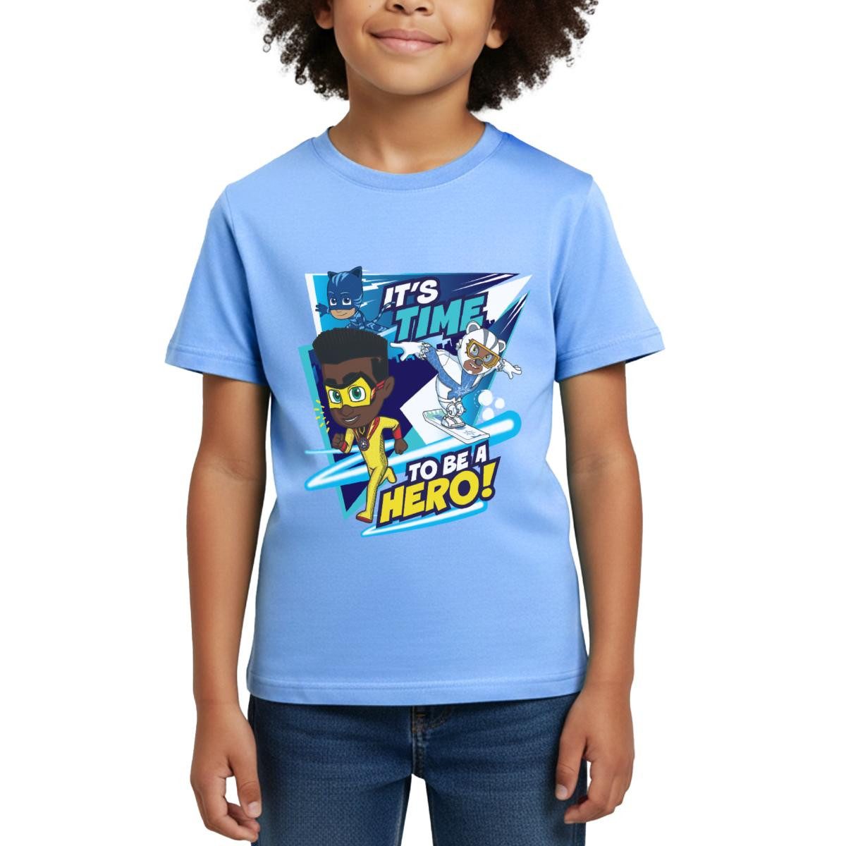 T-Shirt PJ Masks It's Time To Be A Hero Mit Newton Star Kinder T-Shirt