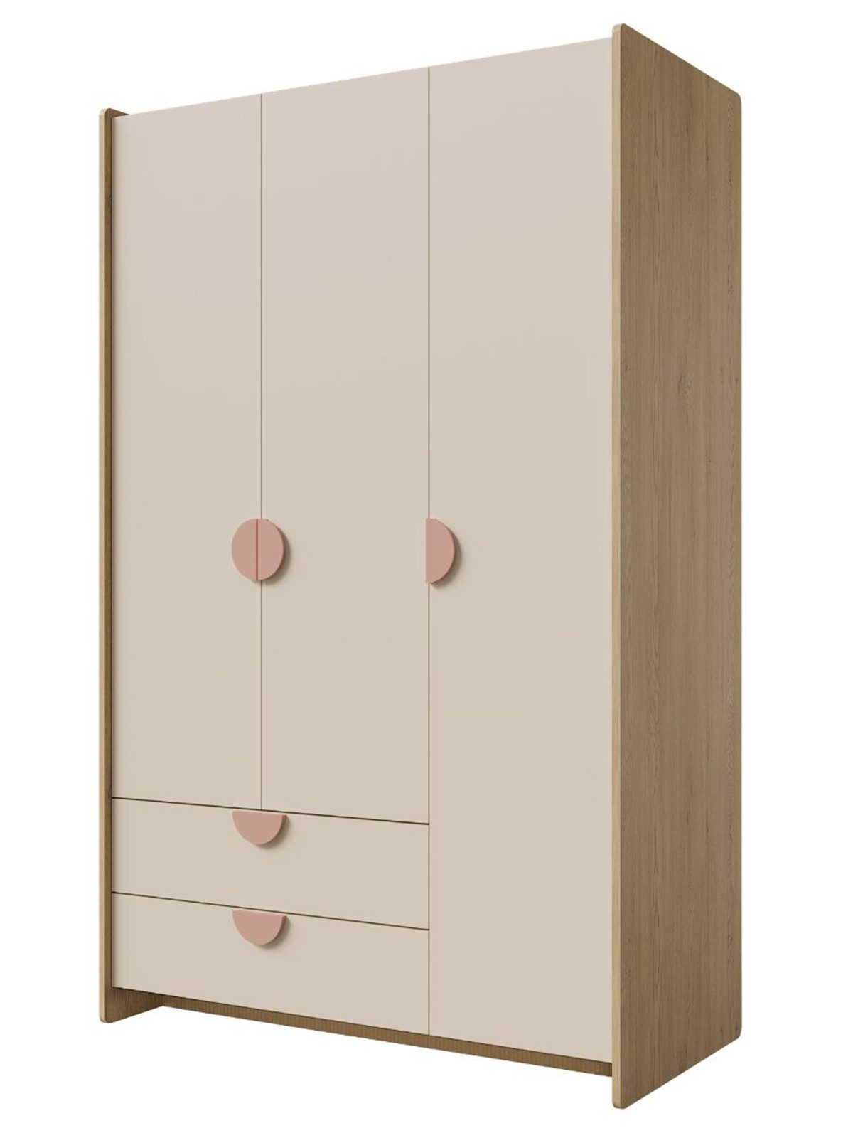 Compleo Kleiderschrank mit 2 Schubladen und 3 Türen, Kinderschrank für einen Jungen oder ein Mädchen