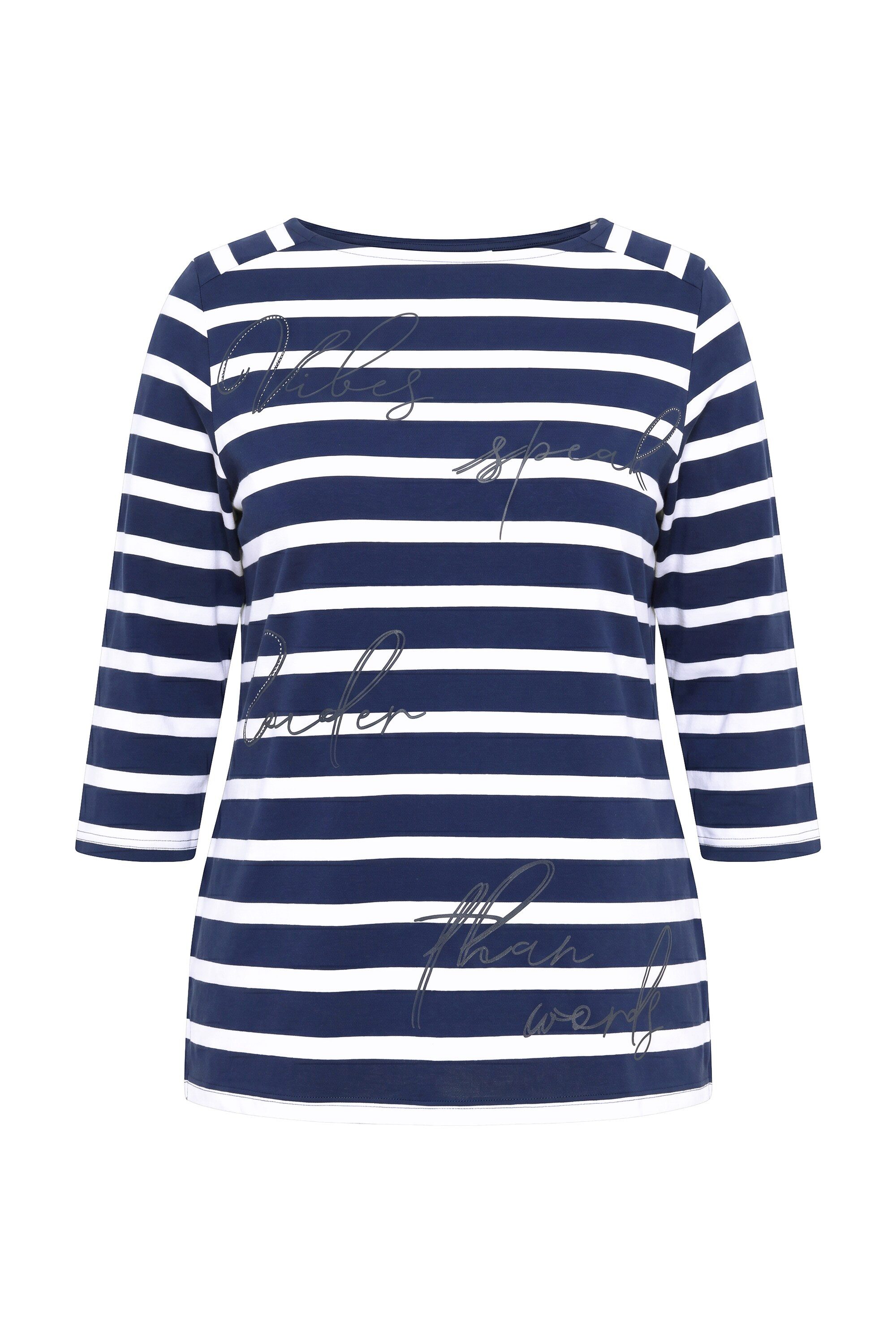 Ulla Popken T-Shirt Shirt Streifen Oversized Carré-Ausschnitt 3/4-Arm – Bild 2 von 4