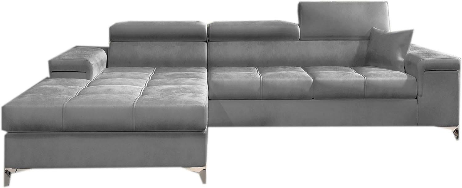 MOEBLO Ecksofa aus Samt RONALDO, Sofa Couch L-Form Polstergarnitur Wohnlandschaft Polstersofa mit Ottomane Couchgranitur mit Bettfunktion, mit Schlaffunktion