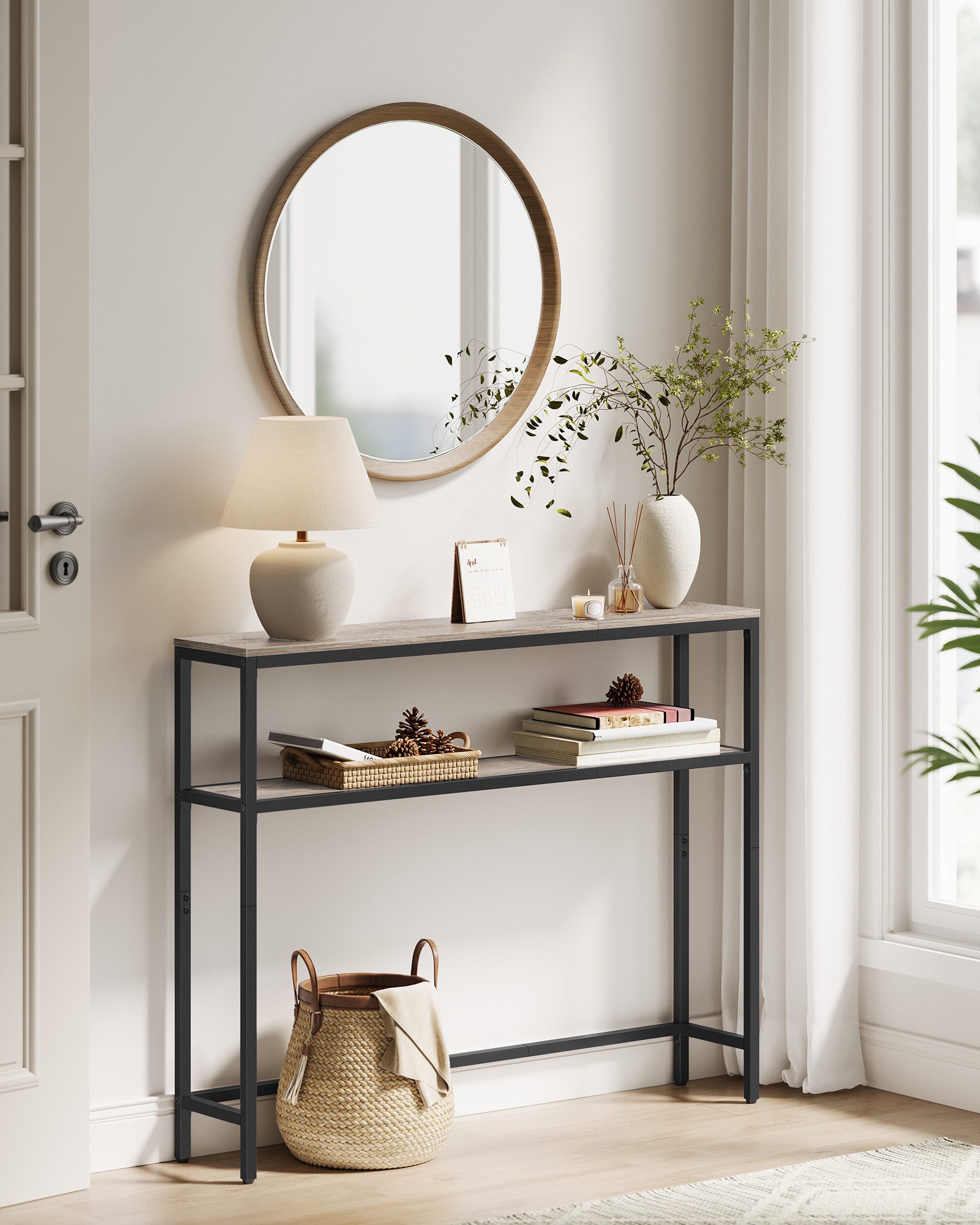 VASAGLE Konsolentisch, Konsolentisch, schmaler Sofatisch mit 2 Ablagen, 20 günstig online kaufen