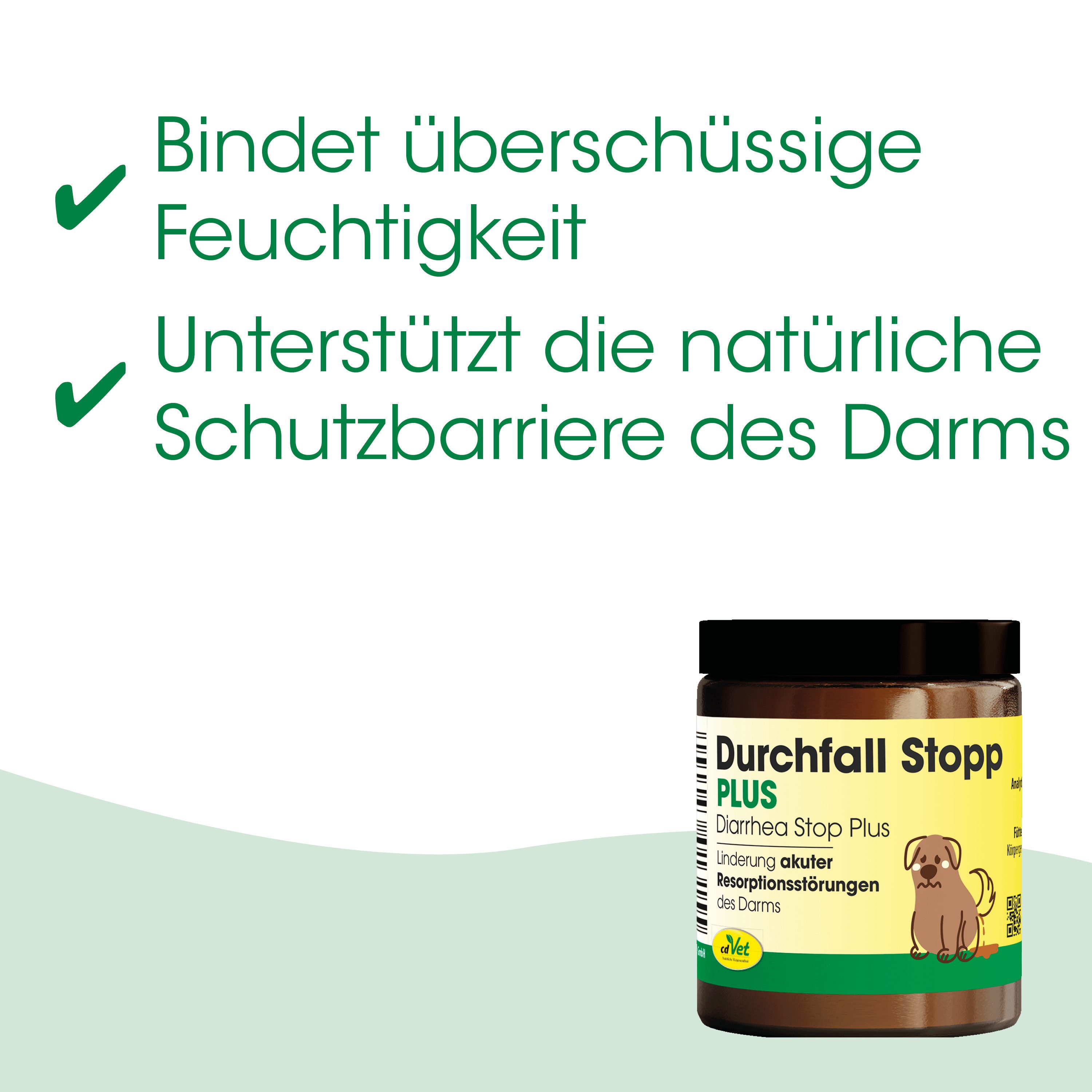 cdVet DurchfallStopp Plus, Ergänzungsfutter für: Katzen, Hunde, Linderung akuter Resorptionsstörungen