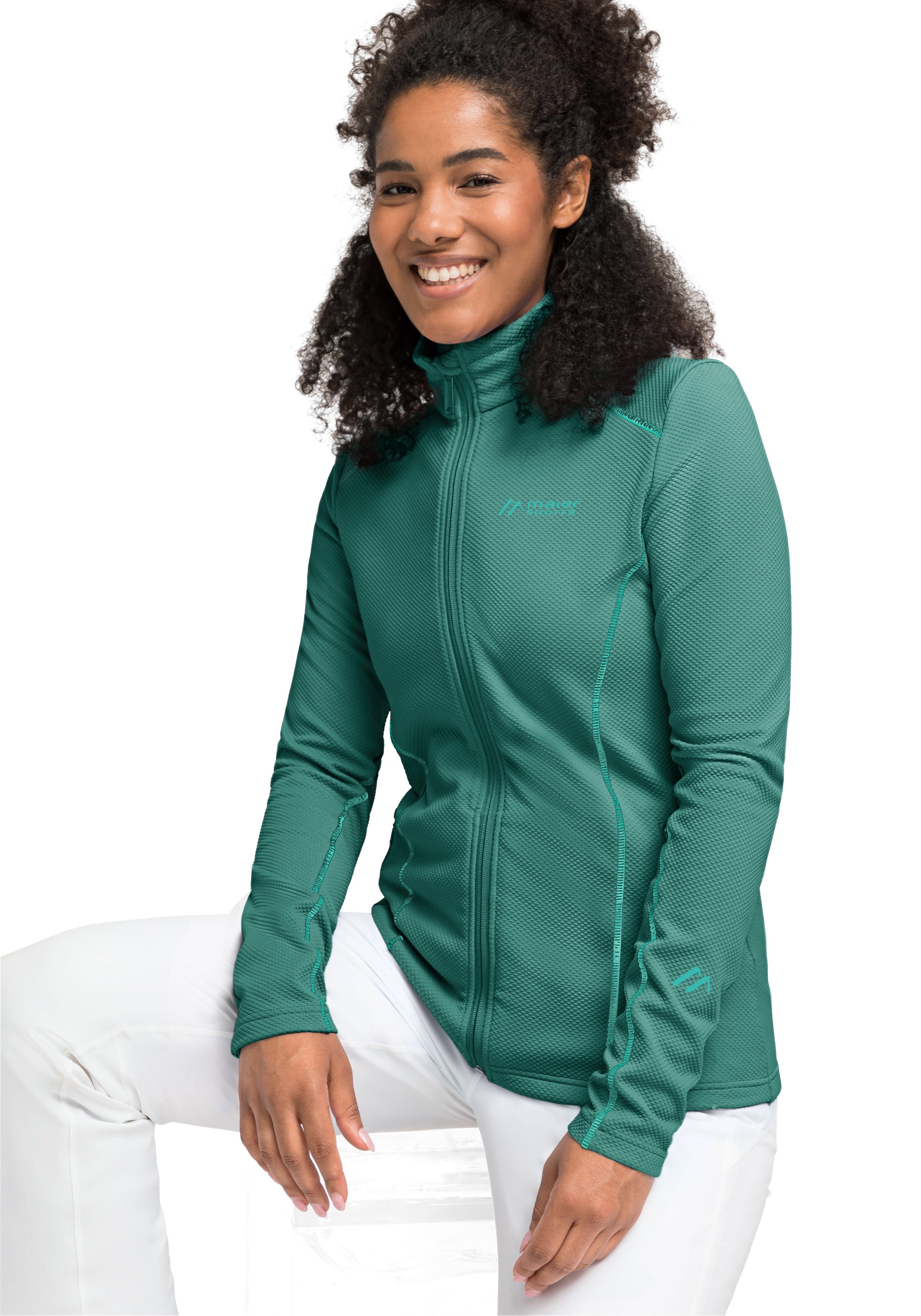 Maier Sports seegrün zum als Fleecejacke Ximena ideal Midlayer, Damen Skifahren warme Funktionsshirt